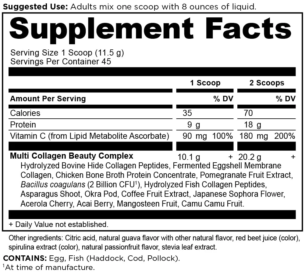 Ancient Nutrition Beauty Within Collagen Powder – Multi-Collagen with Guava Passionfruit, Vitamin C, 18.3 oz - Image 3