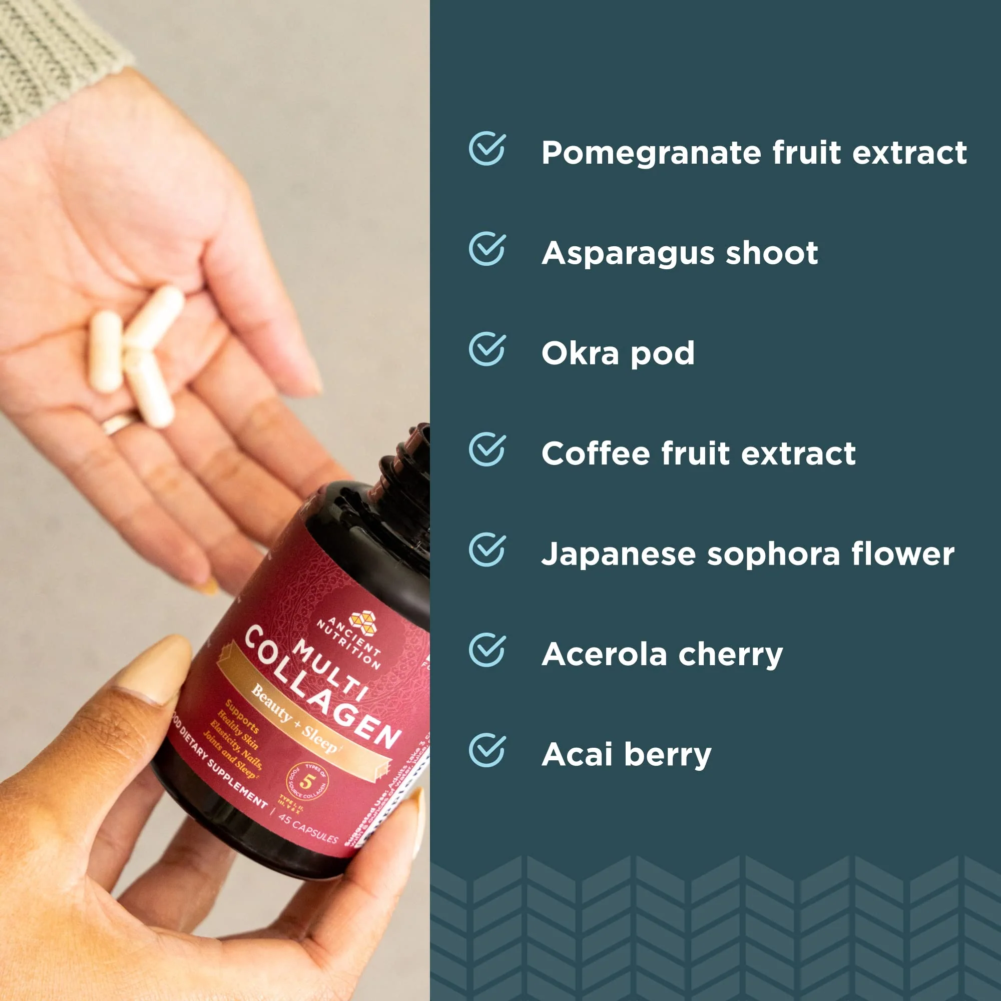 Ancient Nutrition Collagen Pills for Hair, Skin & Nails — Beauty + Sleep Formula (90 Count) - Image 13