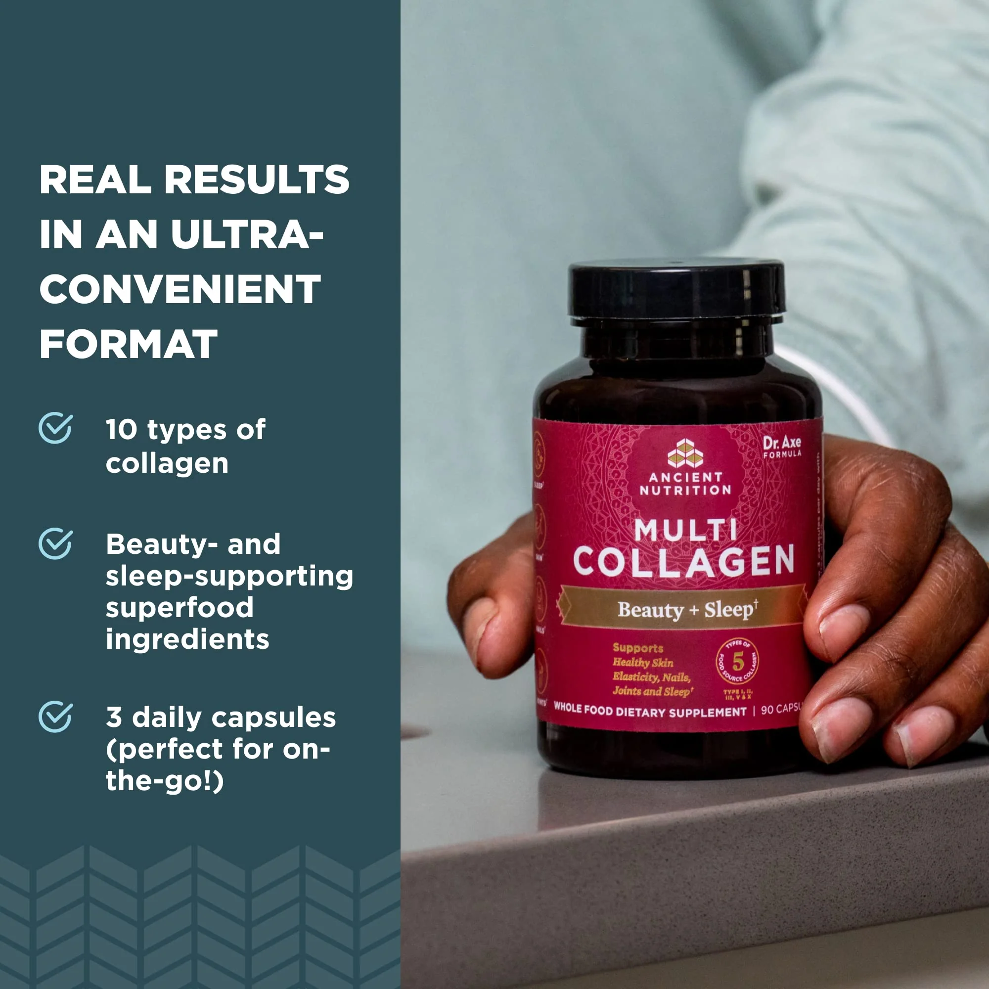 Ancient Nutrition Collagen Pills for Hair, Skin & Nails — Beauty + Sleep Formula (90 Count) - Image 4