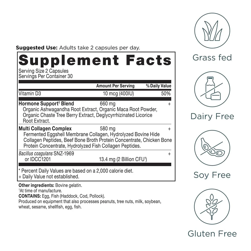 Ancient Nutrition Hormone Balance + Collagen — 60 Capsules | Ashwagandha, Maca & Chaste Tree - Image 7
