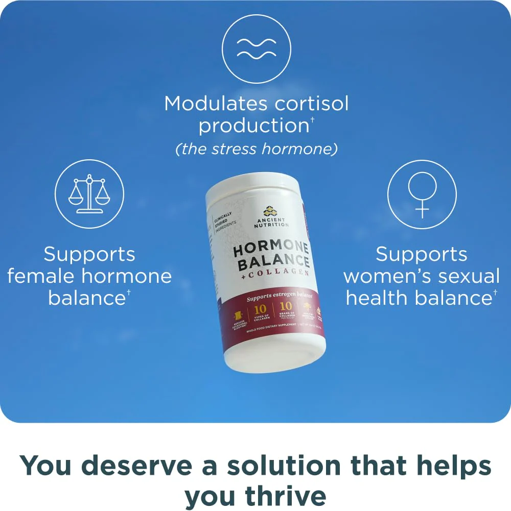 Ancient Nutrition Hormone Balance + Collagen Powder, Vanilla, 25 Servings | Hydrolyzed Collagen Peptides - Image 10