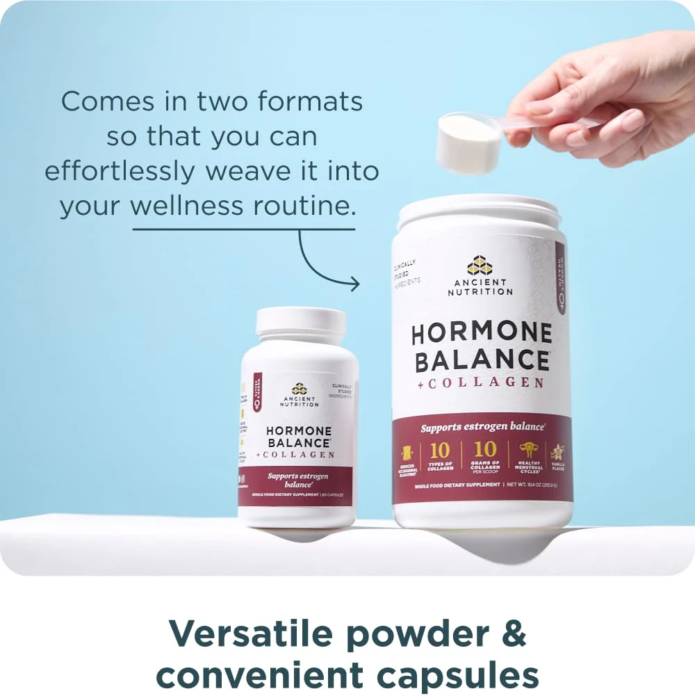 Ancient Nutrition Hormone Balance + Collagen Powder, Vanilla, 25 Servings | Hydrolyzed Collagen Peptides - Image 13
