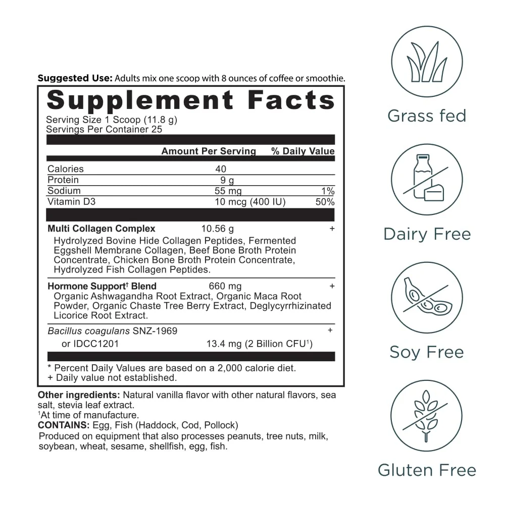 Ancient Nutrition Hormone Balance + Collagen Powder, Vanilla, 25 Servings | Hydrolyzed Collagen Peptides - Image 14