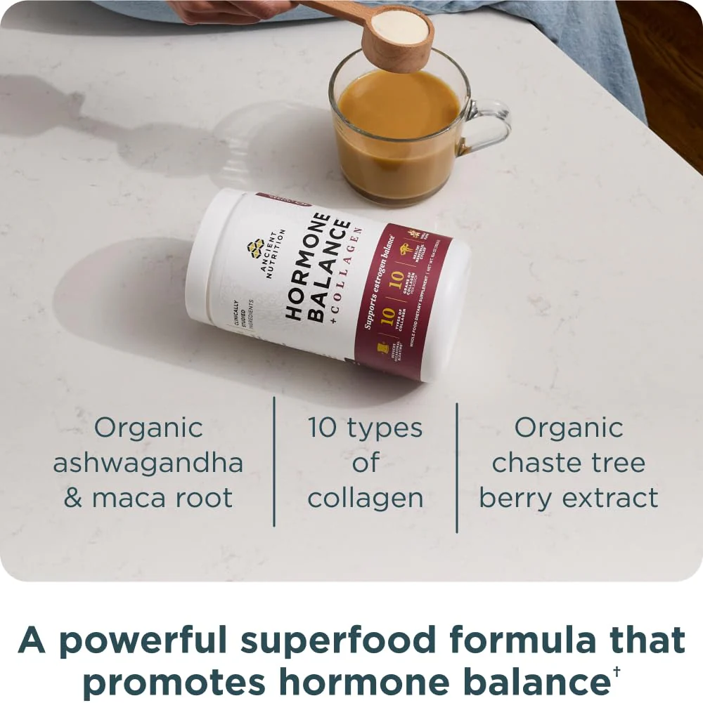 Ancient Nutrition Hormone Balance + Collagen Powder, Vanilla, 25 Servings | Hydrolyzed Collagen Peptides - Image 4