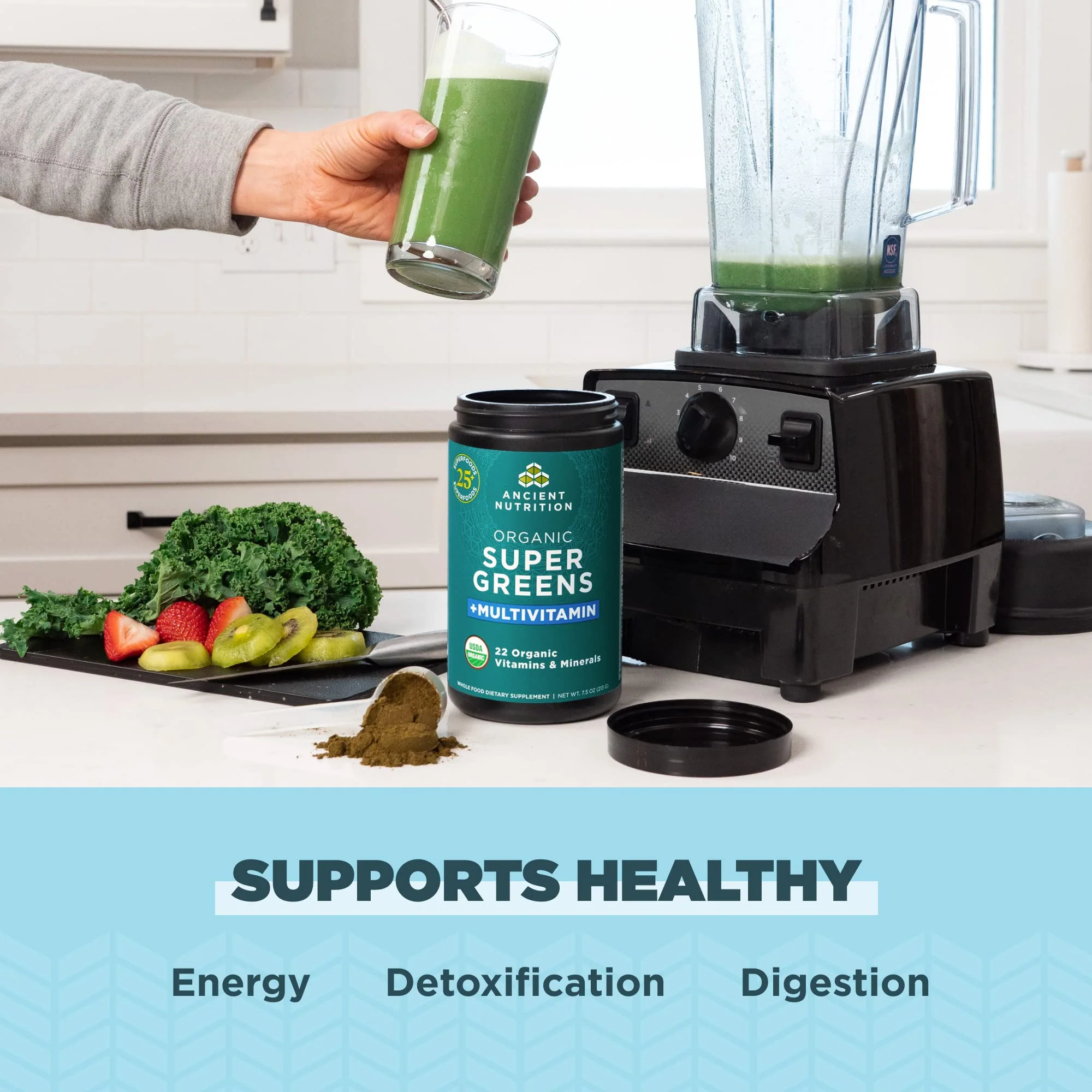 Ancient Nutrition Organic SuperGreens + Multivitamin Powder | 25 Servings, 7.5 oz - Image 11