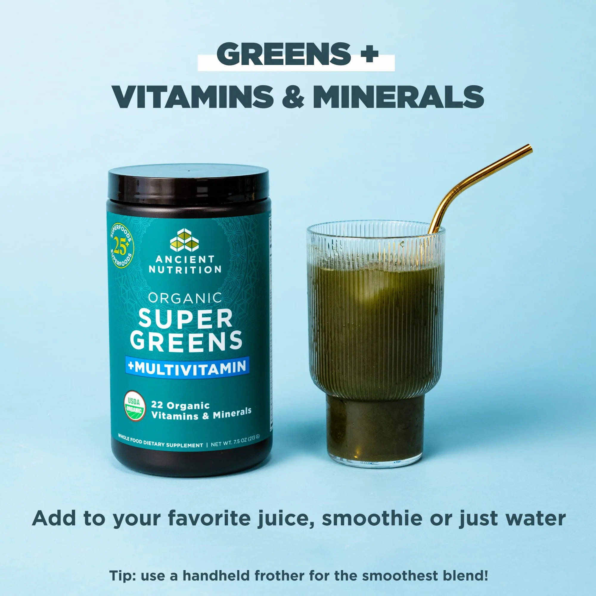 Ancient Nutrition Organic SuperGreens + Multivitamin Powder | 25 Servings, 7.5 oz - Image 12