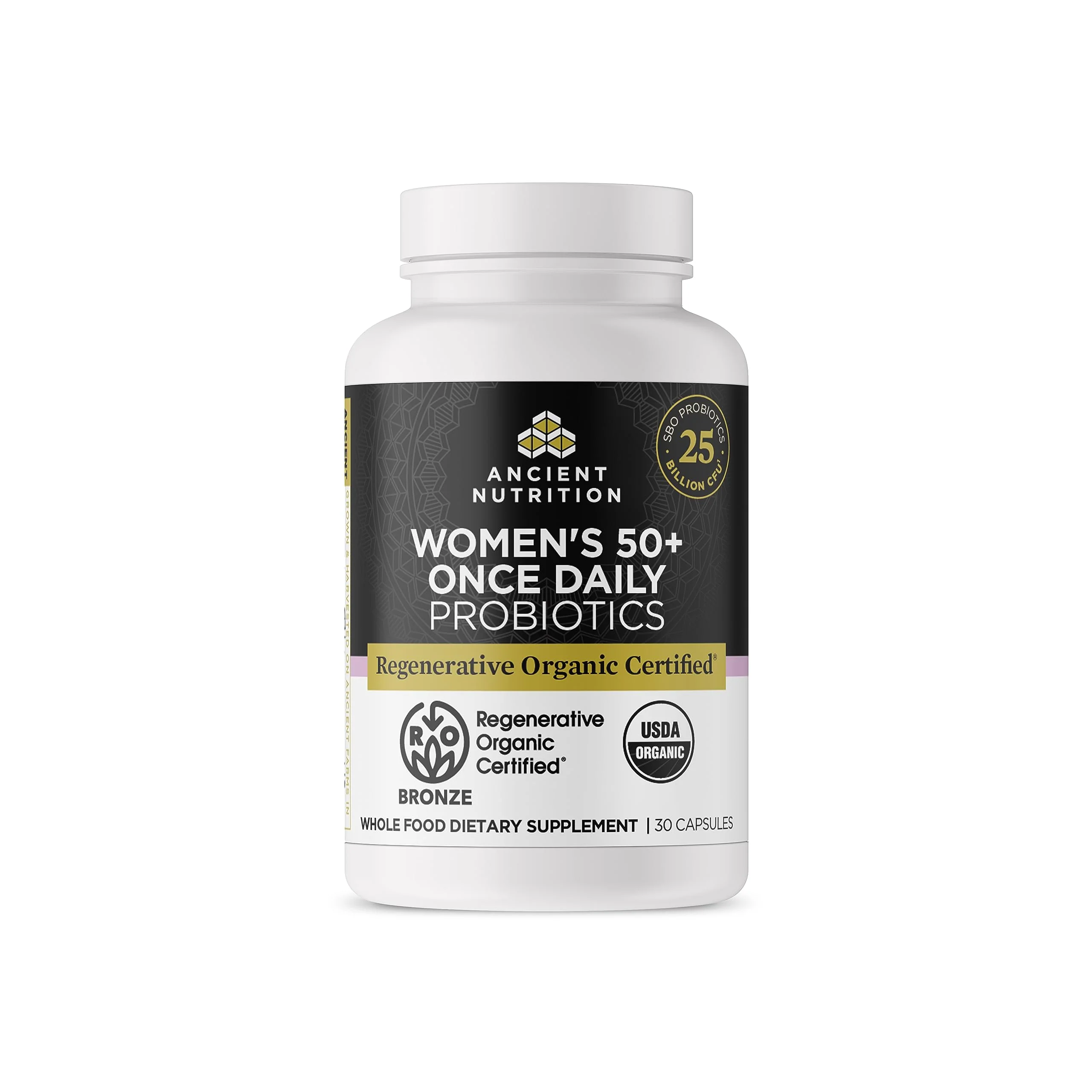 Ancient Nutrition Probiotics for Women 50+ | Regenerative Organic Certified | 25B CFUs | 30 Count | Once Daily