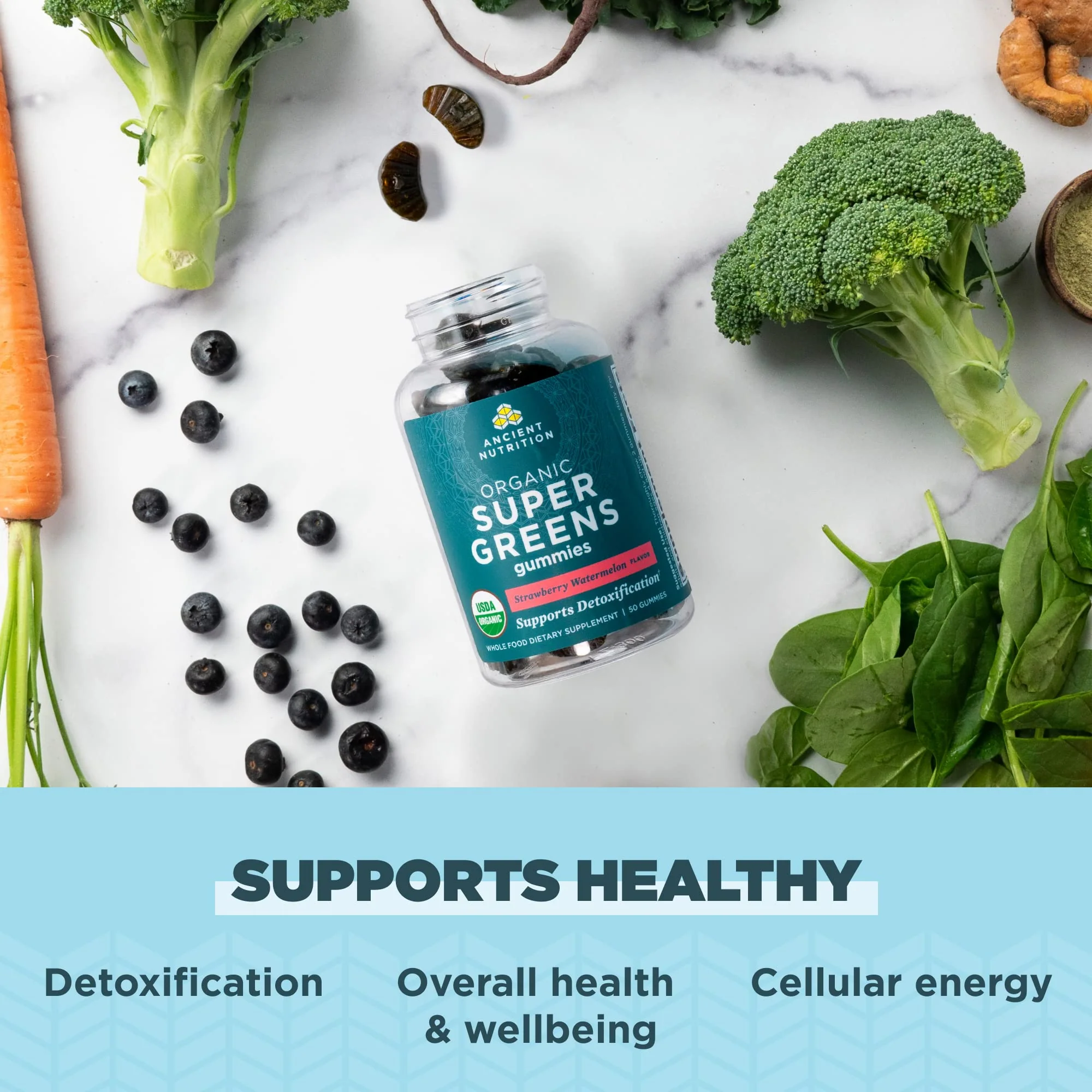 Ancient Nutrition Supergreens Gummy – Organic Superfood Gummies (100 Count) - Image 4