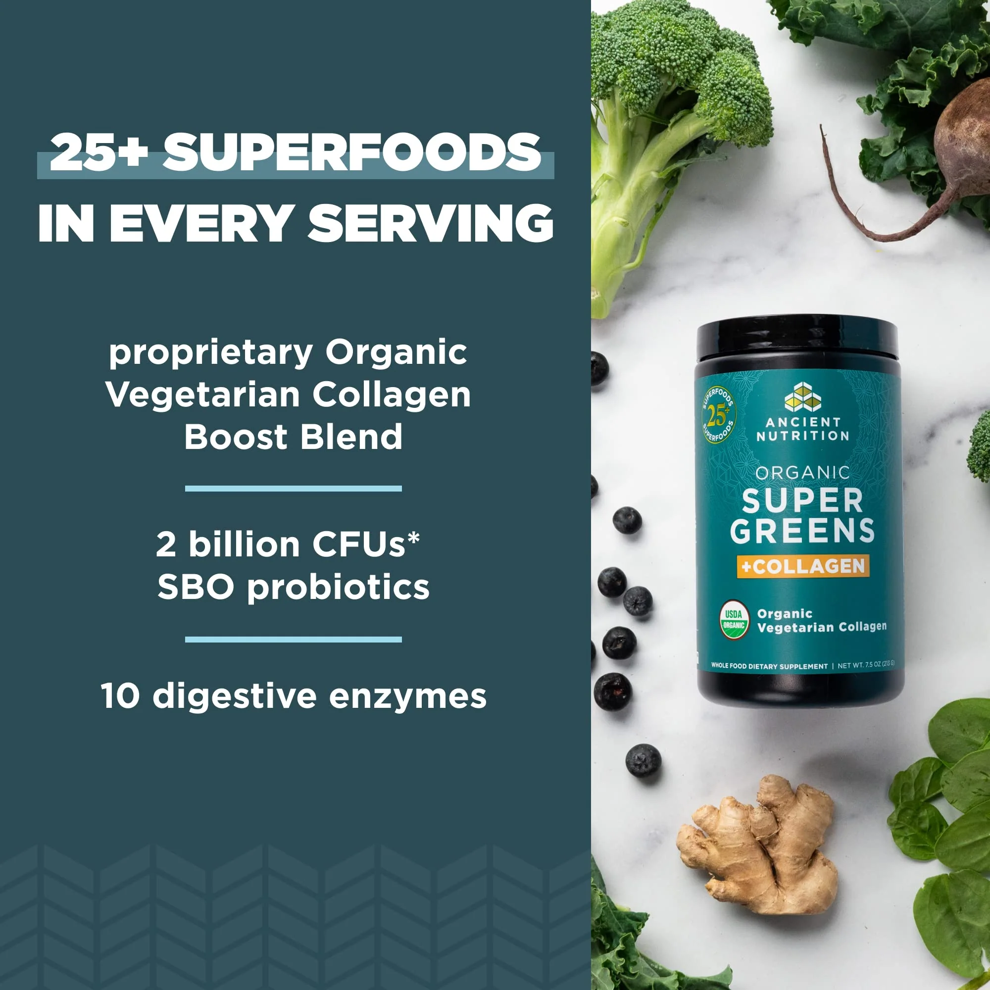 Ancient Nutrition Supergreens Powder – Organic Greens with Collagen, 25 Servings - Image 10