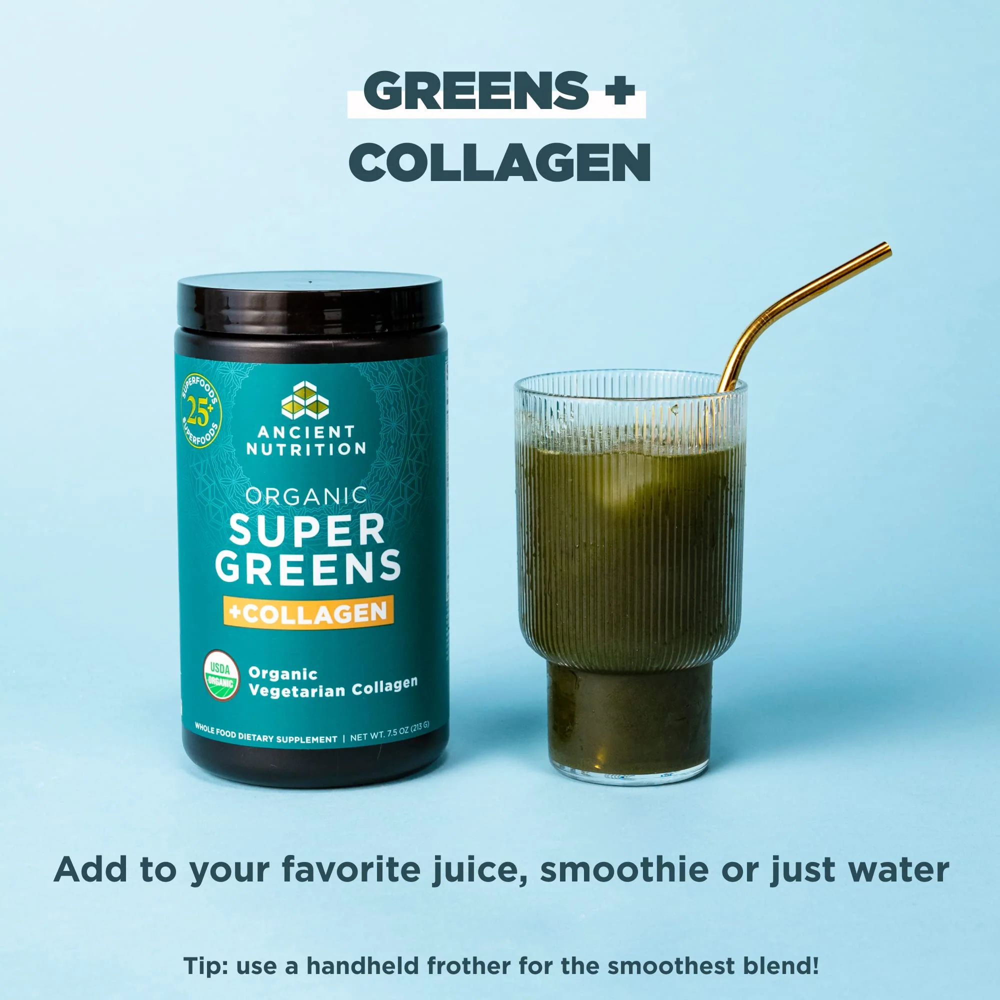 Ancient Nutrition Supergreens Powder – Organic Greens with Collagen, 25 Servings - Image 12