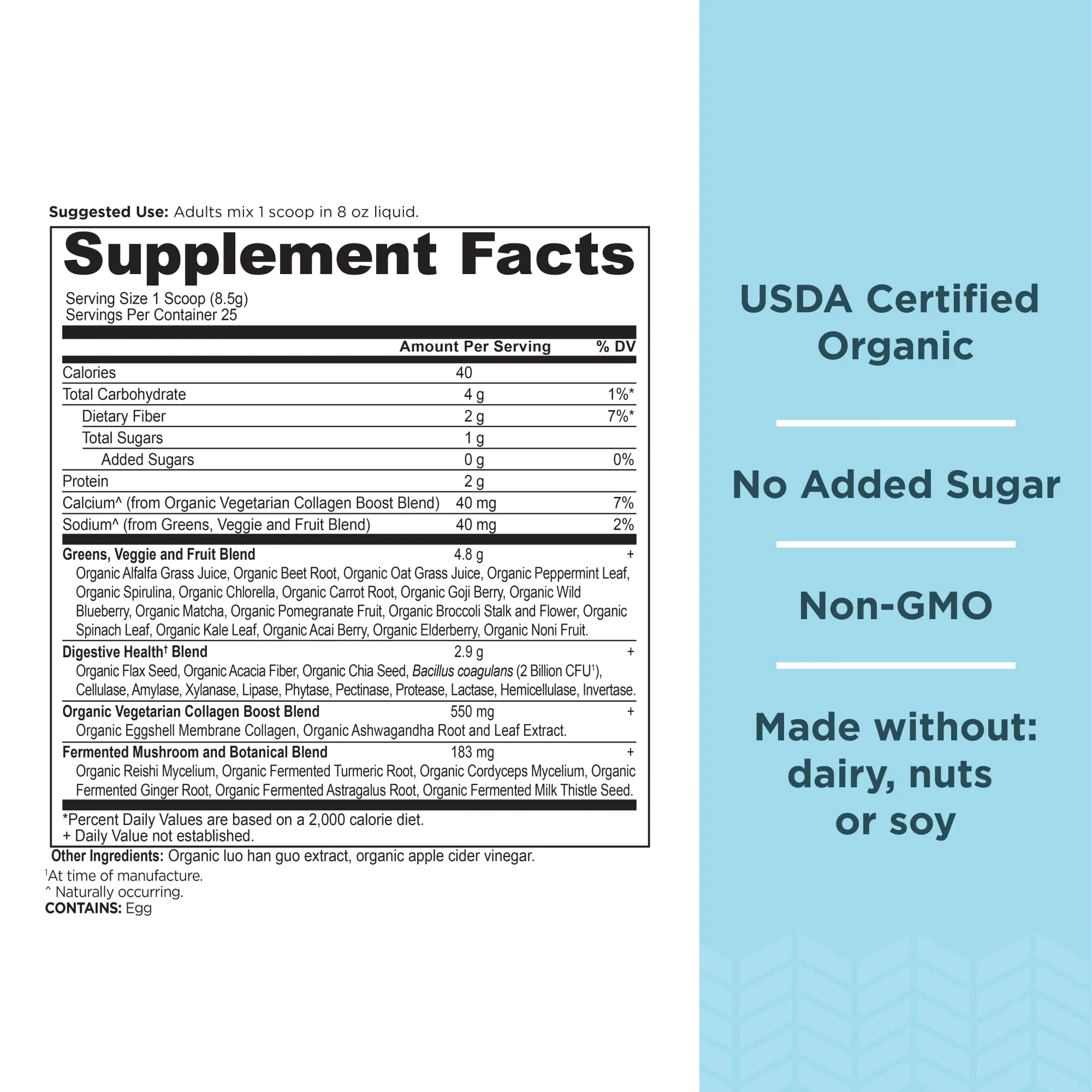 Ancient Nutrition Supergreens Powder – Organic Greens with Collagen, 25 Servings - Image 9