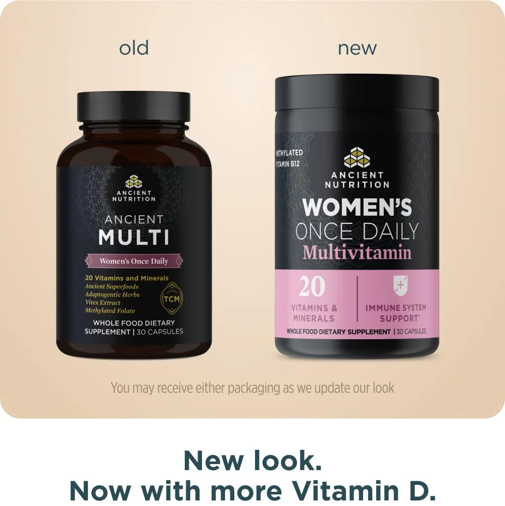 Ancient Nutrition Women’s Multivitamin – Once Daily (30 Count) with Methlyated Vitamin B, C, K2, Magnesium, Folate & Iron - Image 2