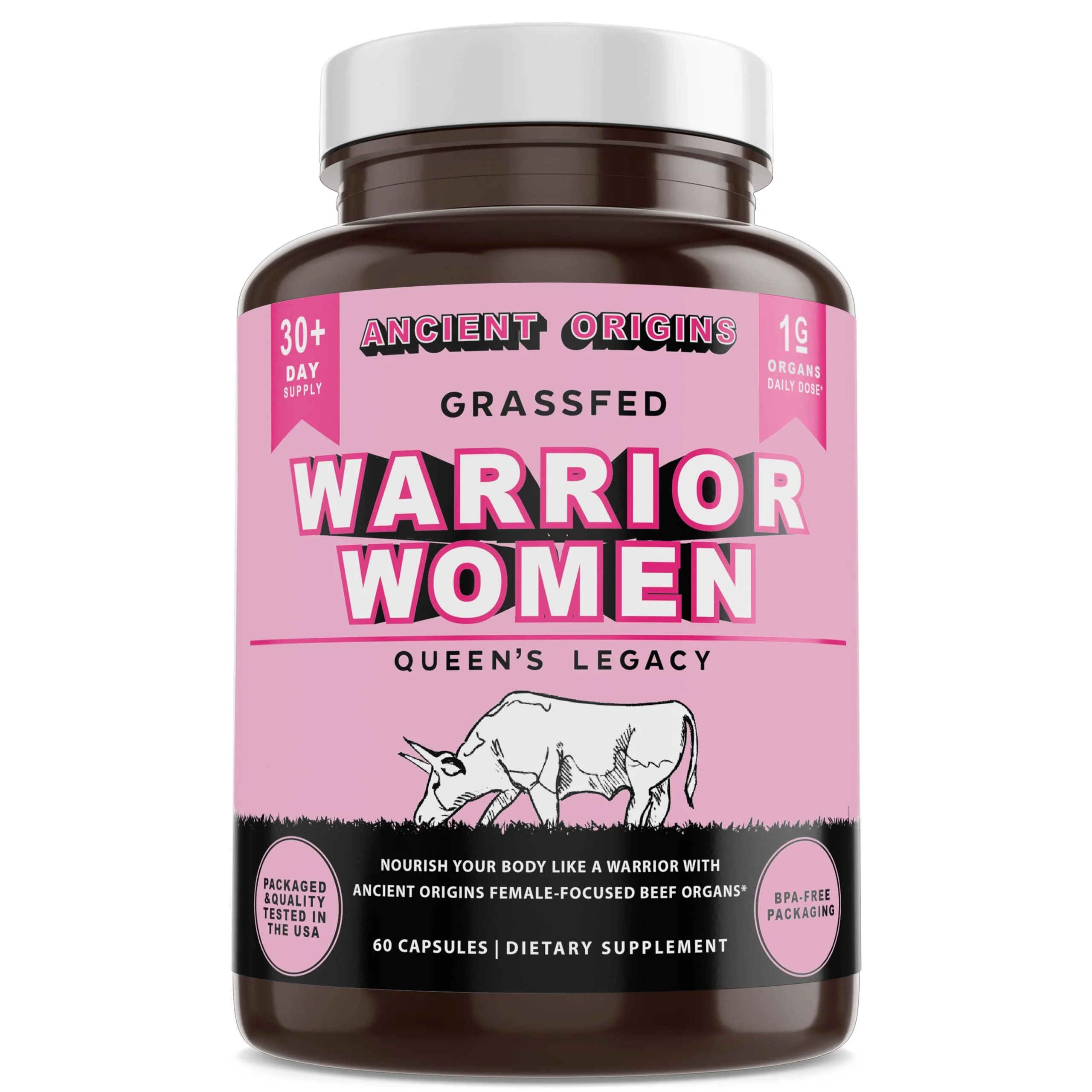 Ancient Origins Female-Optimized Beef Organ Superfood (60 x 500 mg) – Grass-Fed, Pasture-Raised