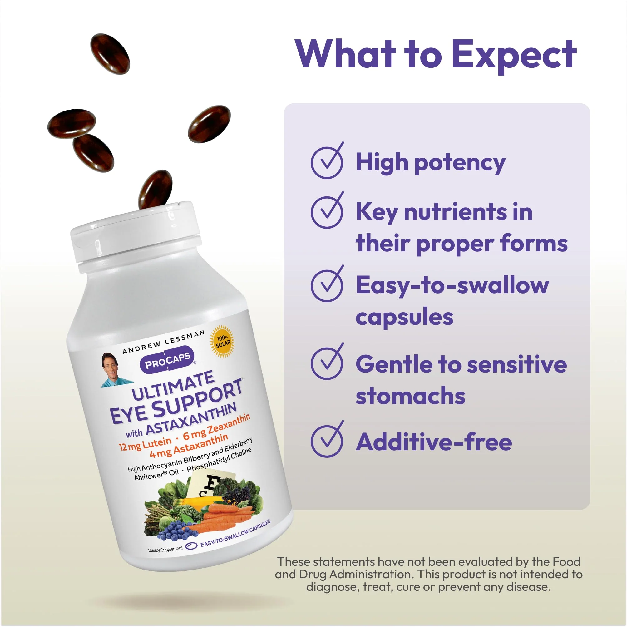 ANDREW LESSMAN Ultimate Eye Support with Astaxanthin – 60 Softgels (Lutein 12mg, Zeaxanthin 6mg, Astaxanthin 4mg, Bilberry) - Image 11