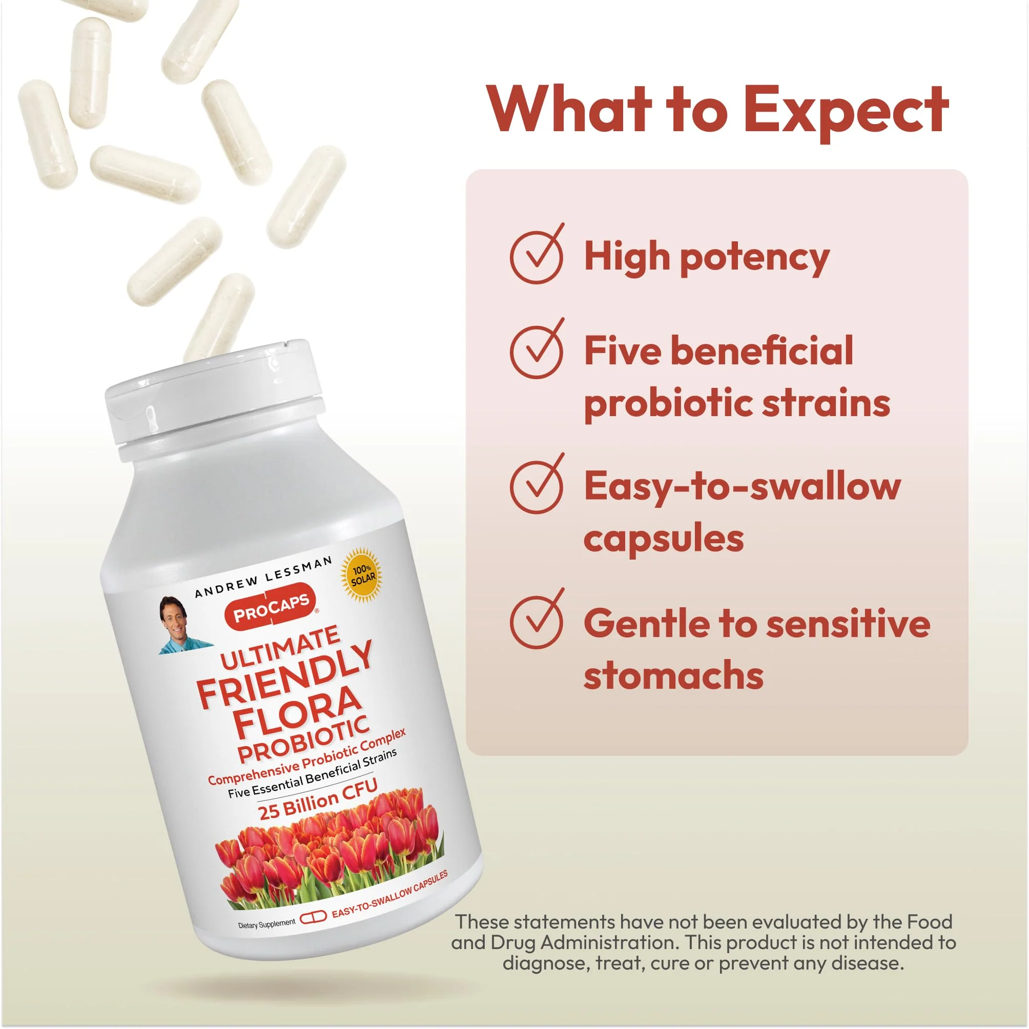 ANDREW LESSMAN Ultimate Friendly Flora Probiotic — 25B CFU, 5 Strains, 240 Capsules - Image 4