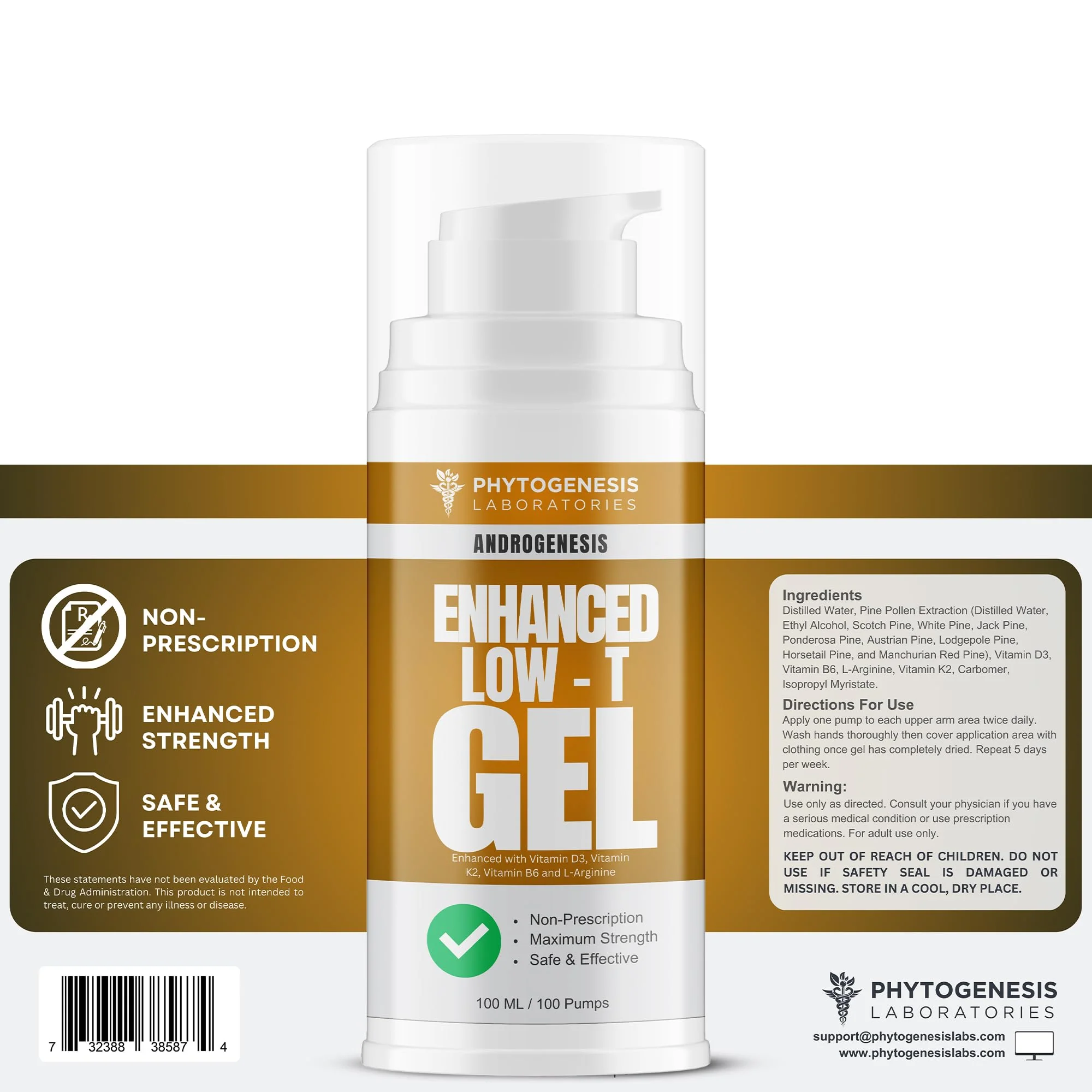 ANDROGENESIS Enhanced Formula – Low T Support Gel | T Booster for Men | D3, K2, B6, L-Arginine - Image 6