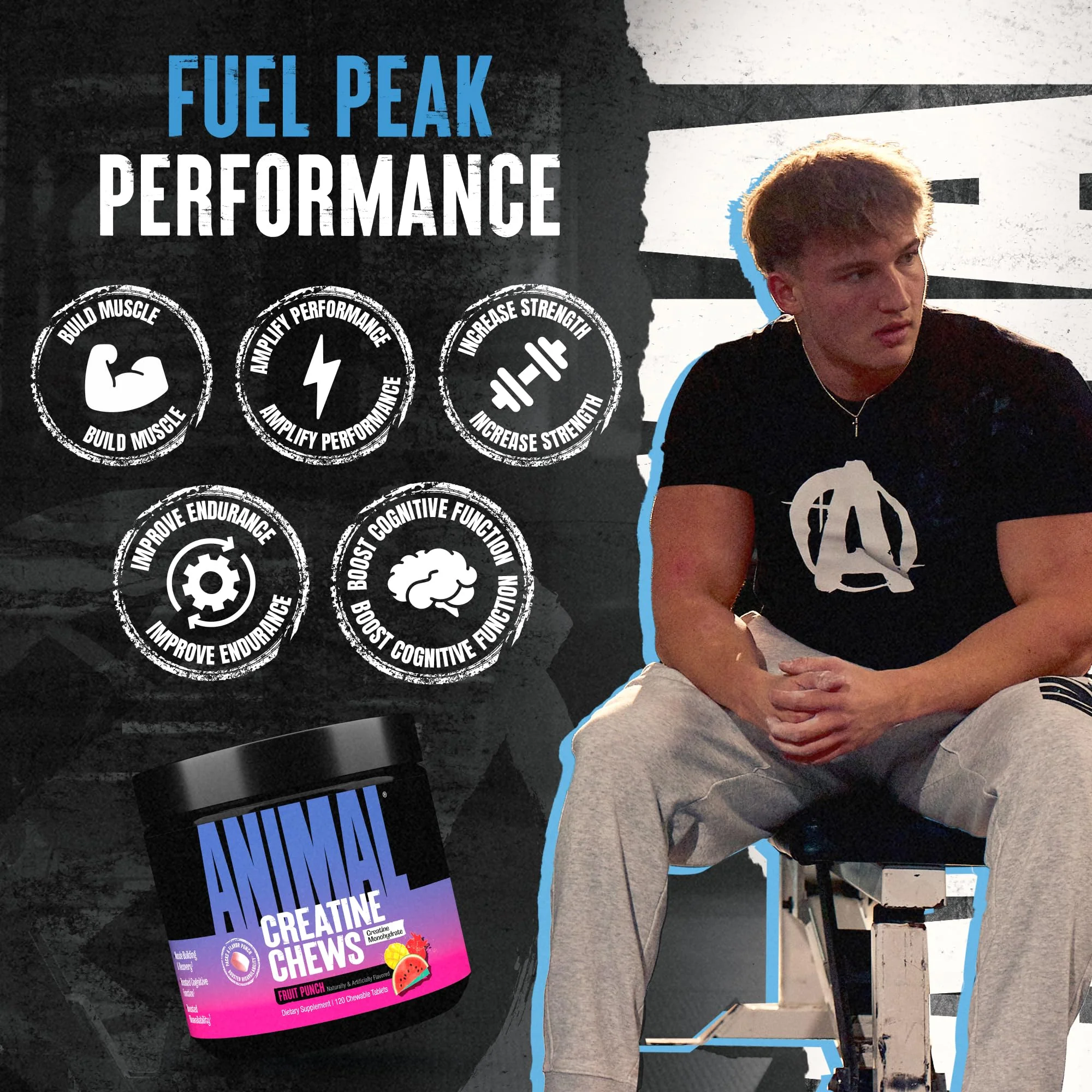 Animal Creatine Chews – 5g Creatine Monohydrate, AstraGin, Fruit Punch - Image 3