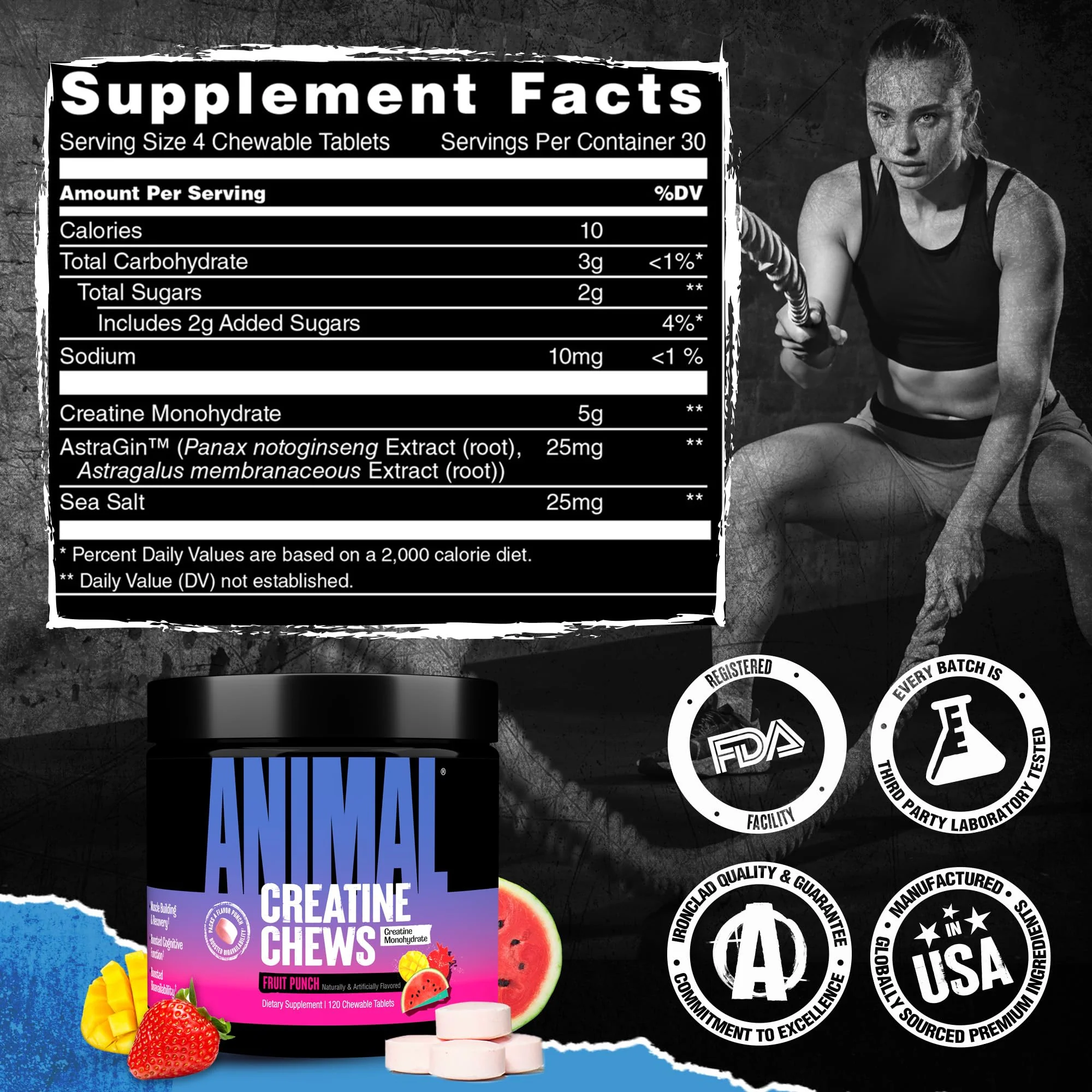 Animal Creatine Chews – 5g Creatine Monohydrate, AstraGin, Fruit Punch - Image 7