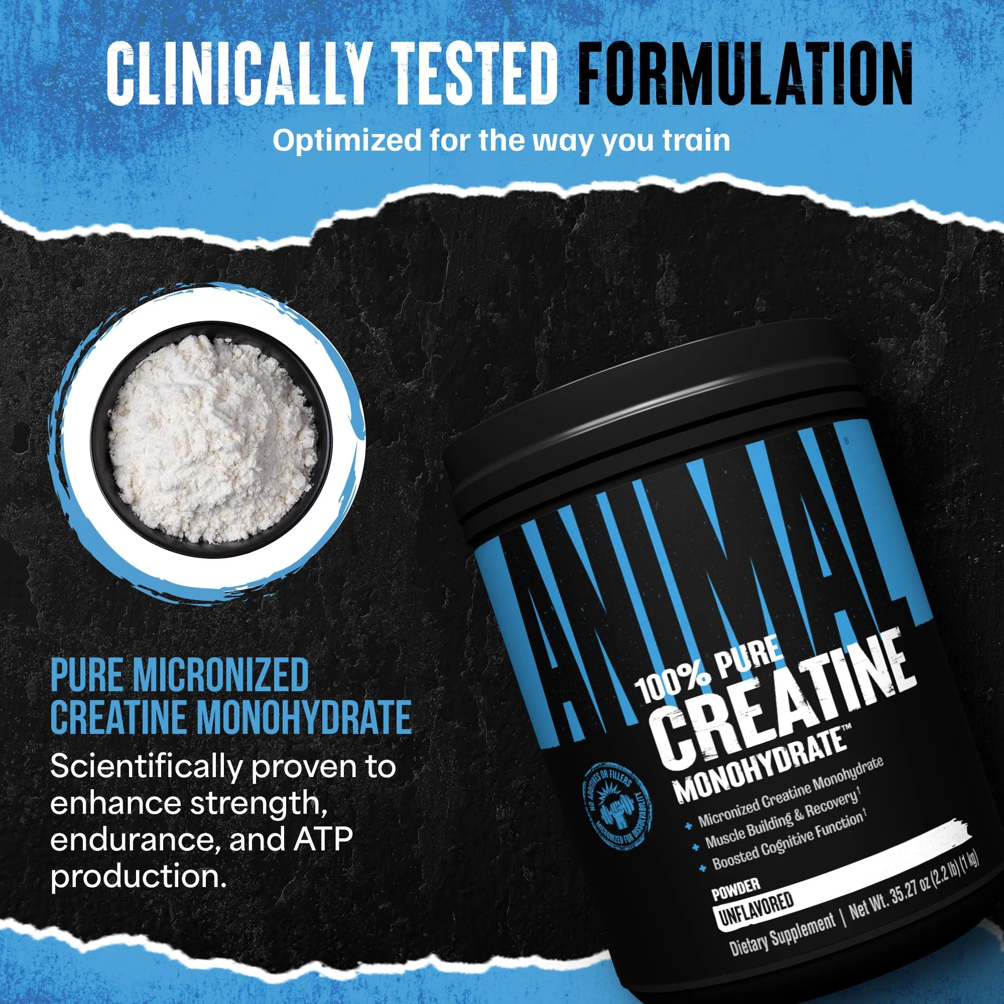 Animal Creatine Monohydrate Powder – 5g per Serving, Unflavored, 1kg - Image 12