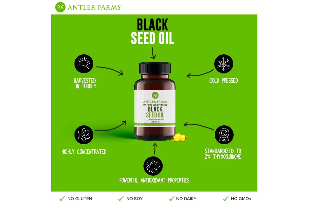 Antler Farms Black Seed Oil Softgel Capsules – 60 Softgels, 500mg, 2% Thymoquinone (Pack of 2) - Image 20