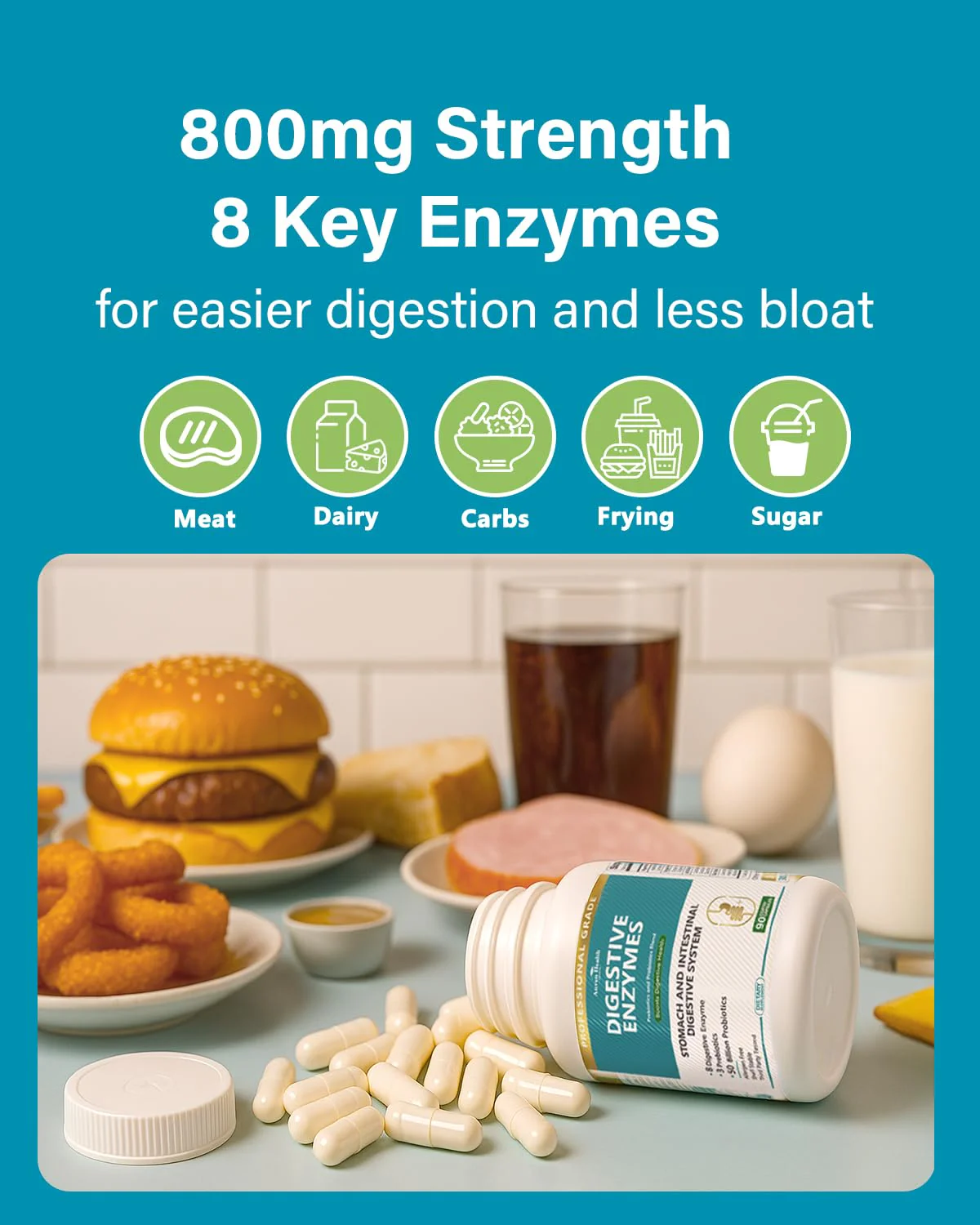 Anven Health 800mg Digestive Enzymes with Probiotics & Prebiotics – 270 Capsules (90-Day, Non-GMO) - Image 5