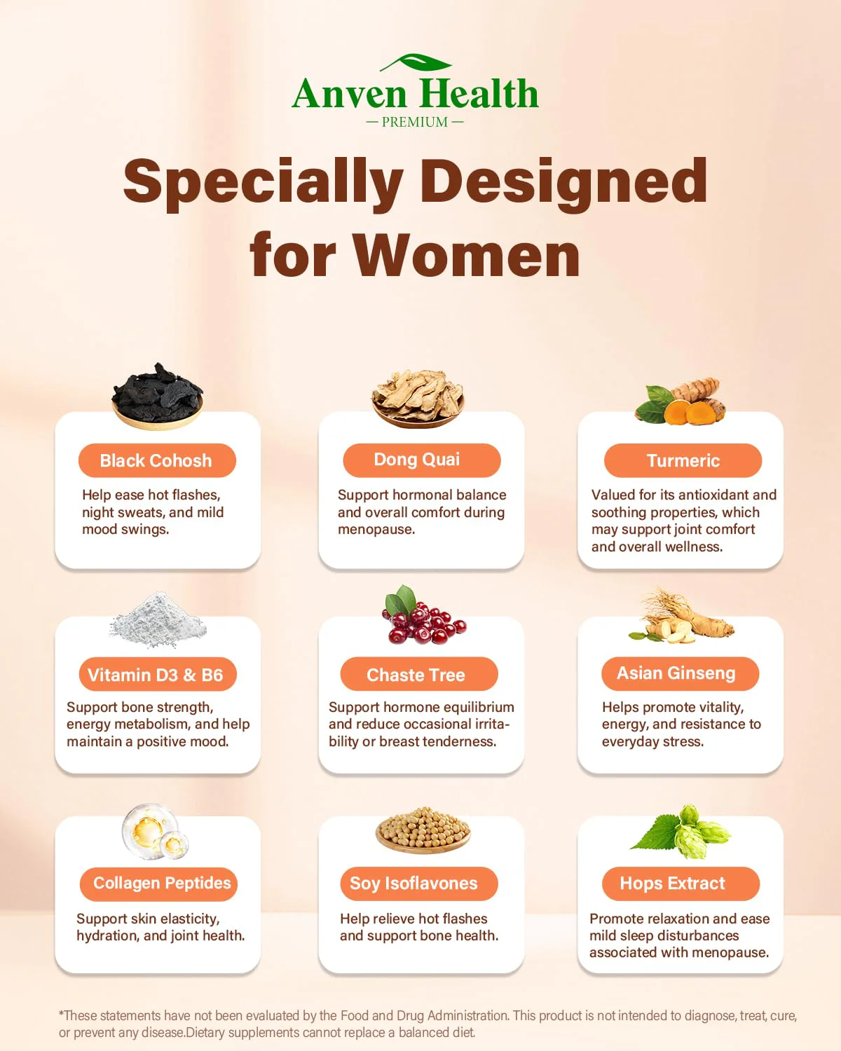 Anven Health Menopause Supplements – Probiotics, D3 & B6 | 270 Veggie Caps - Image 2