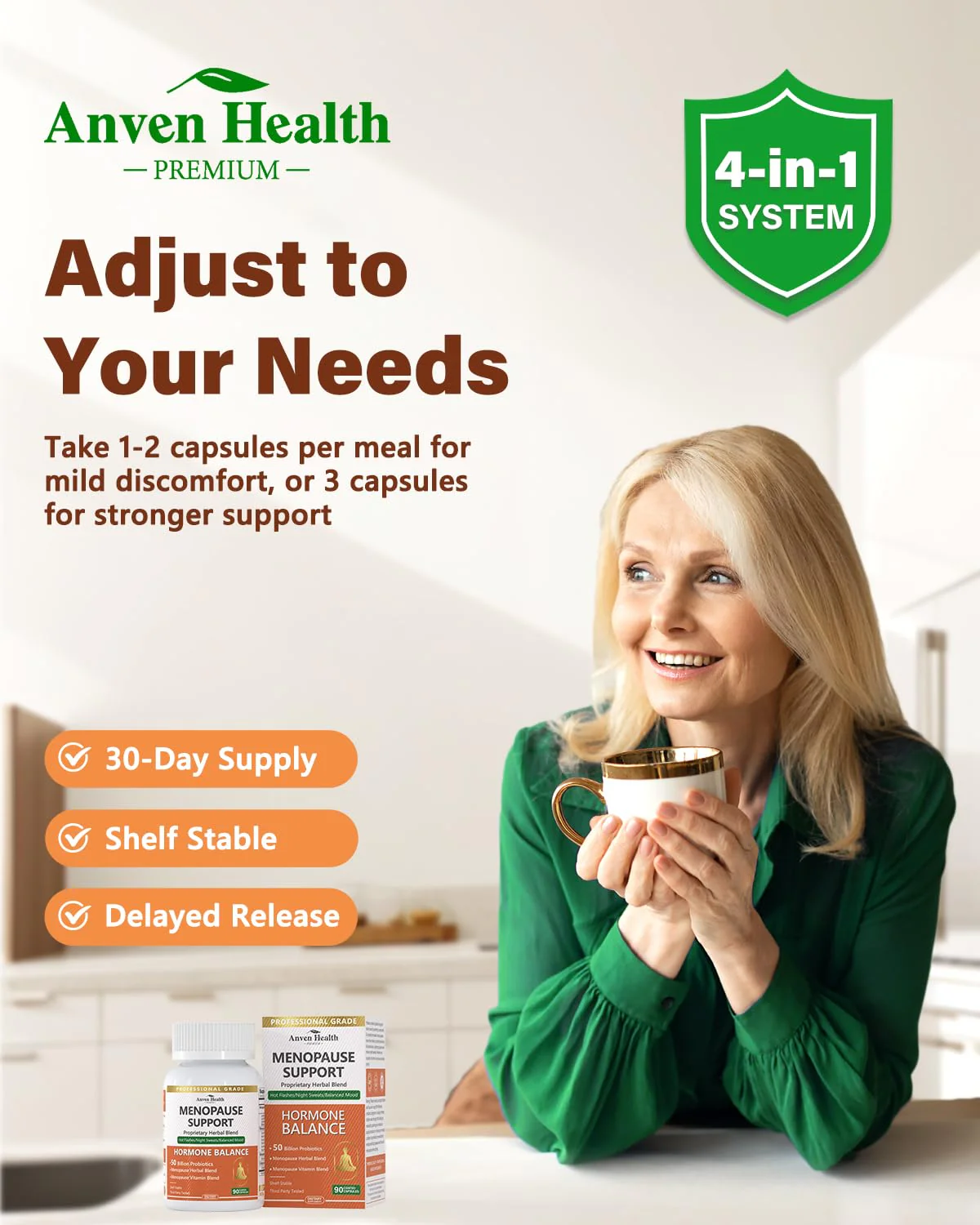 Anven Health Menopause Supplements – Probiotics, D3 & B6 | 270 Veggie Caps - Image 5