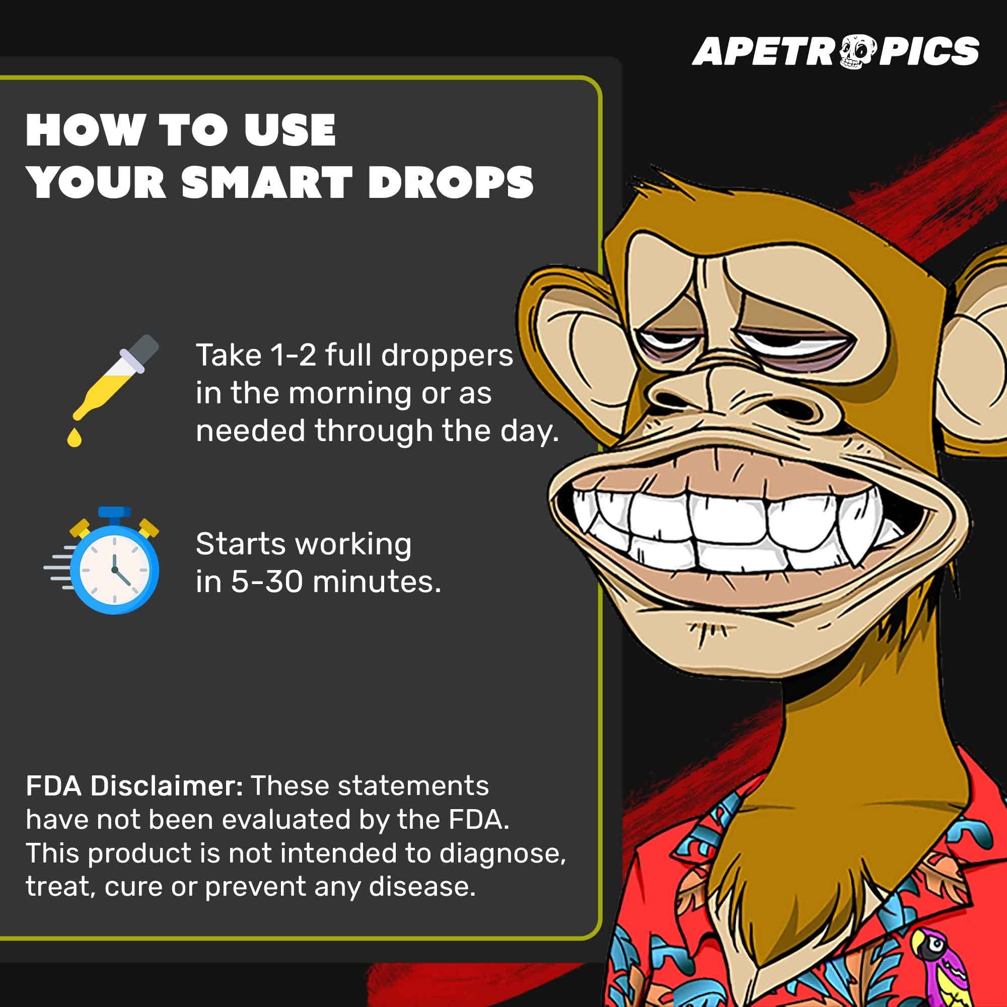 Apetropics Smart Drops - 5-in-1 Adaptogenic Mushroom Tincture for Focus (Lion's Mane, Cordyceps, Turkey Tail, Chaga, Reishi) Peach Watermelon - 30 Servings (3 Pack) - Image 4