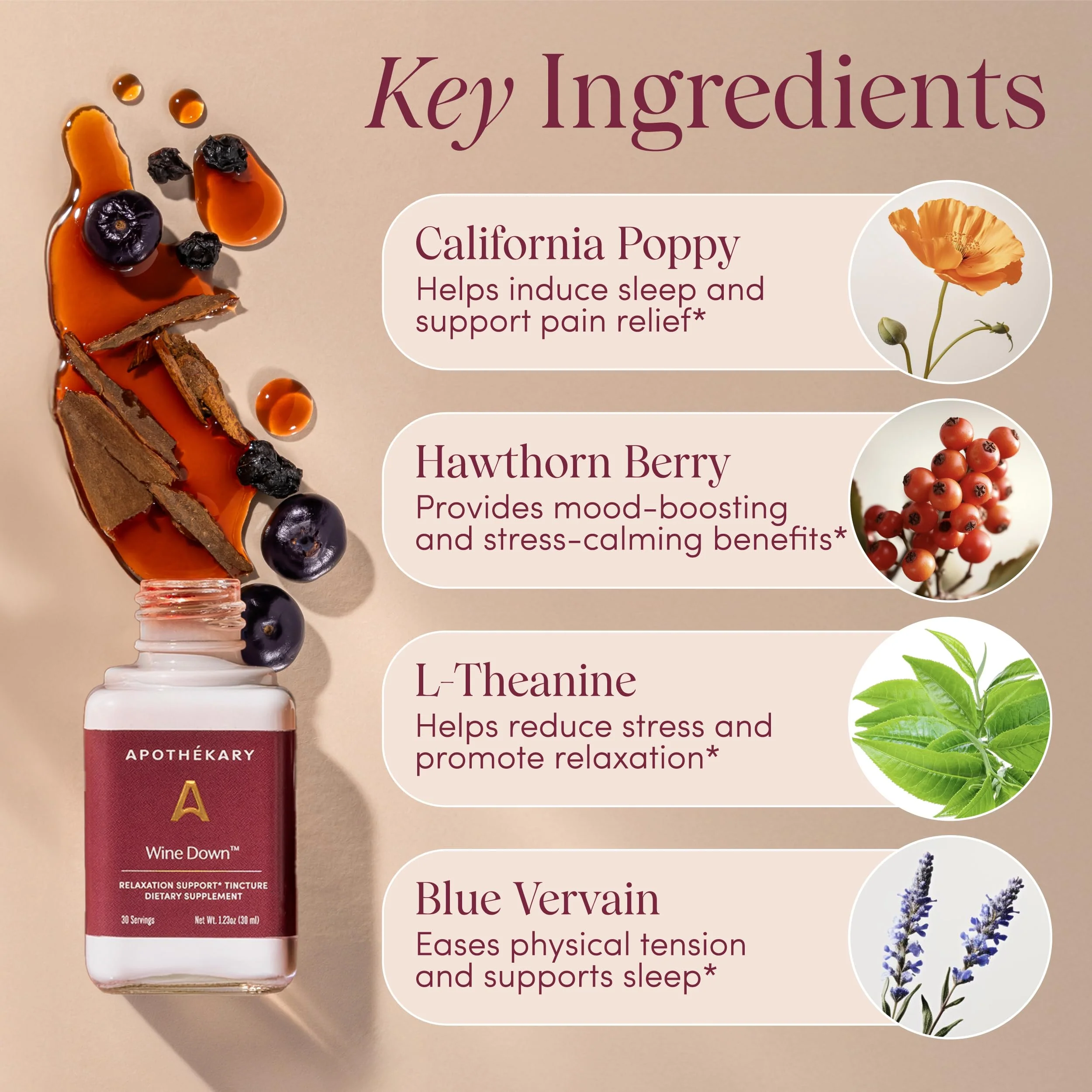 Apothékary Wine Down: Alcohol-Free Sleep Drops with Blue Vervain & Tart Cherry - Image 4