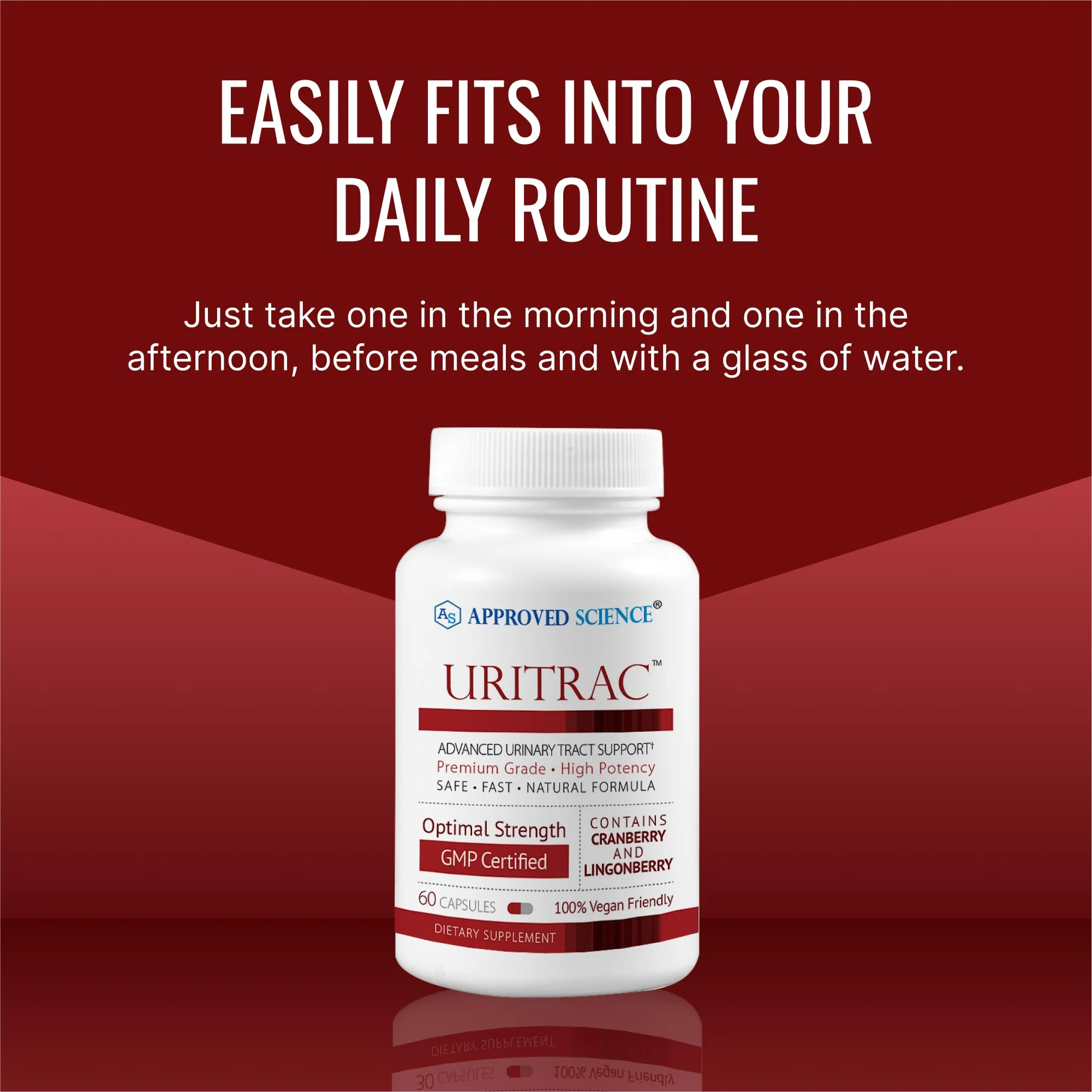 Approve Science Uritrac UTI Support – Cranberry, D-Mannose, Lingonberry – Vegan Friendly – 1 Bottle Supply - Image 6