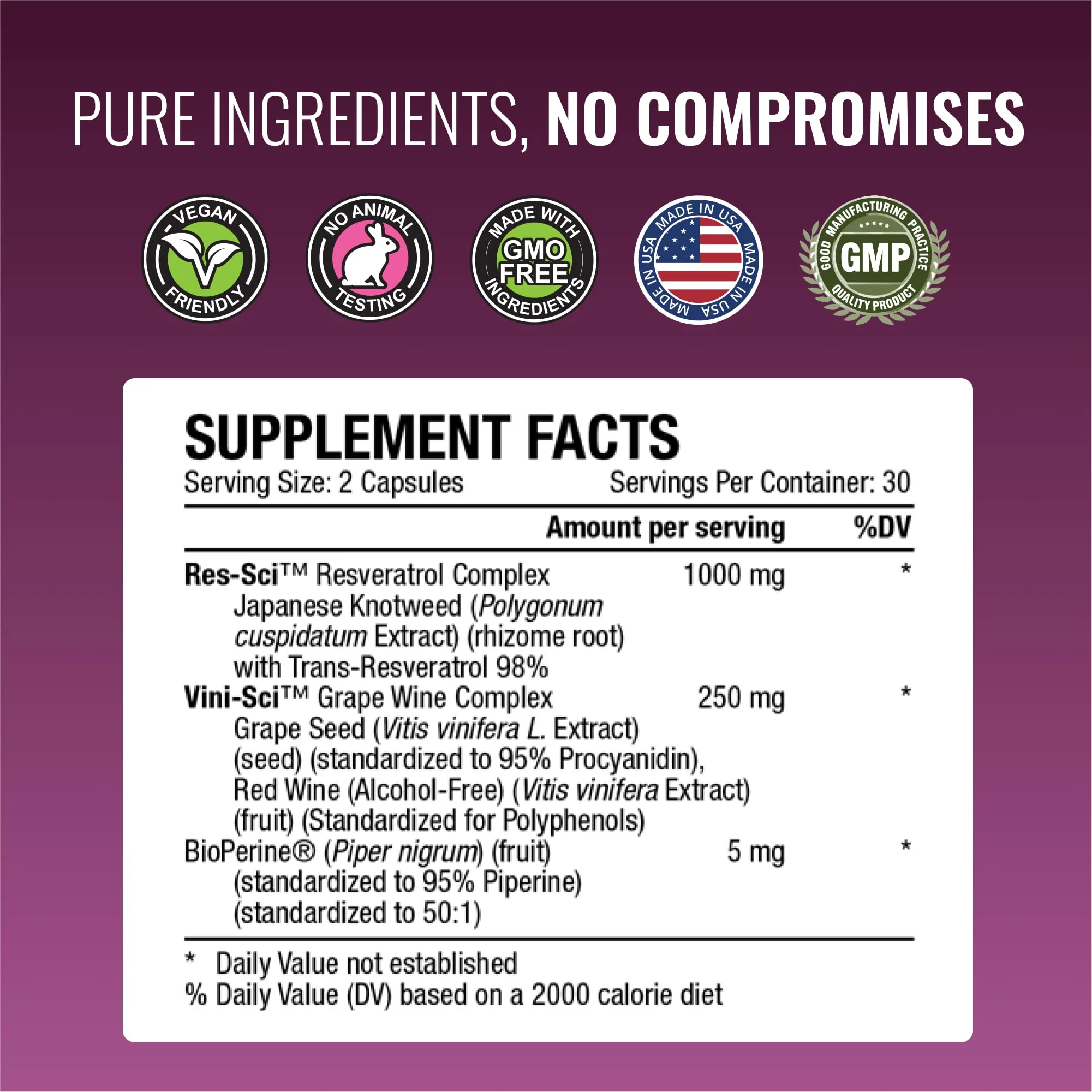 Approved Science® Resveratrol 1000 mg Trans-Resveratrol | 60 Vegan Capsules | Bioperine® | 98% Purity - Image 4