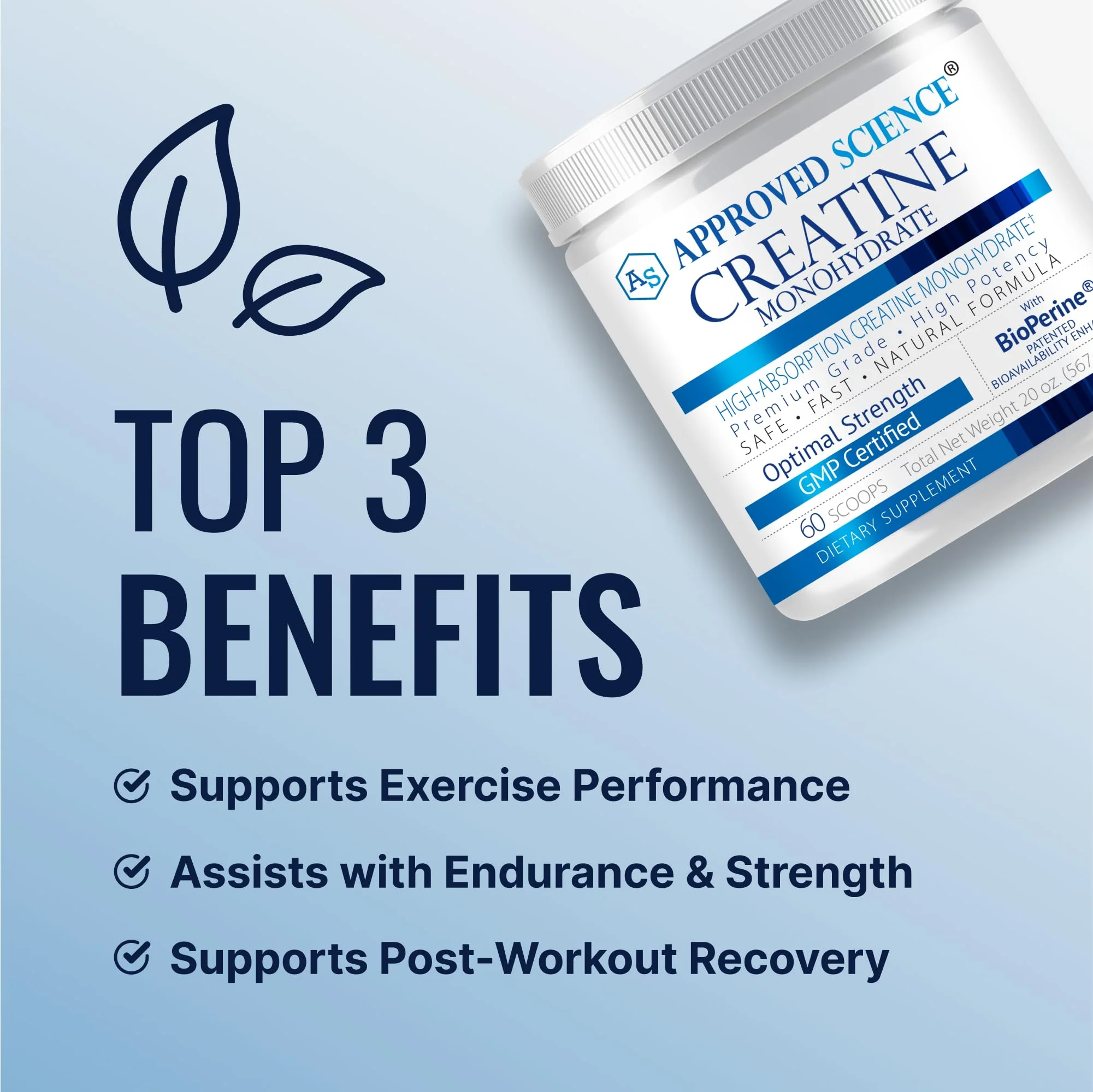 Approved Science Creatine Monohydrate Powder with BioPerine — 60 Servings, 5g/Serving, Unflavored, Non-GMO, Vegan - Image 10
