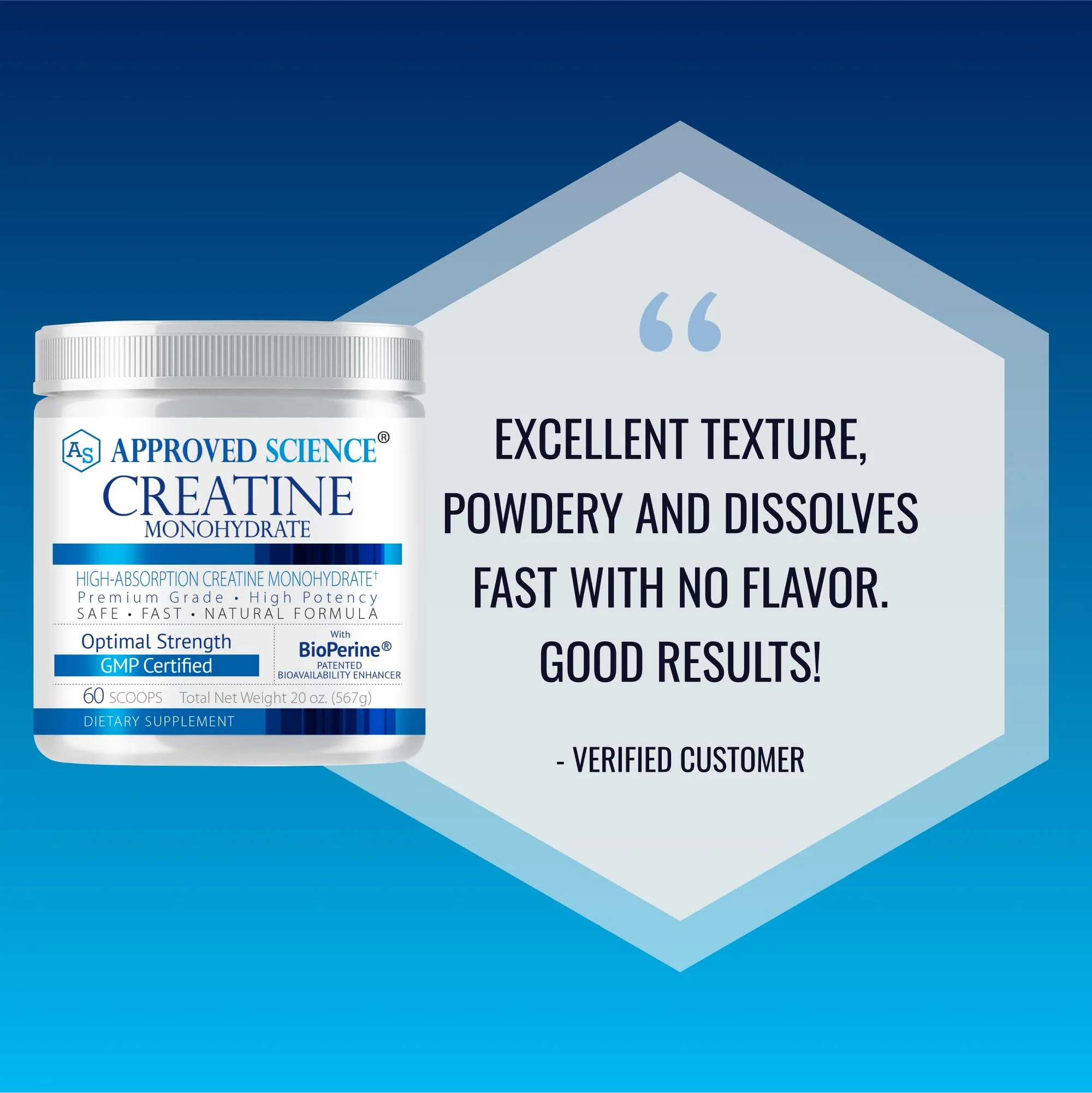 Approved Science Creatine Monohydrate Powder with BioPerine — 60 Servings, 5g/Serving, Unflavored, Non-GMO, Vegan - Image 6