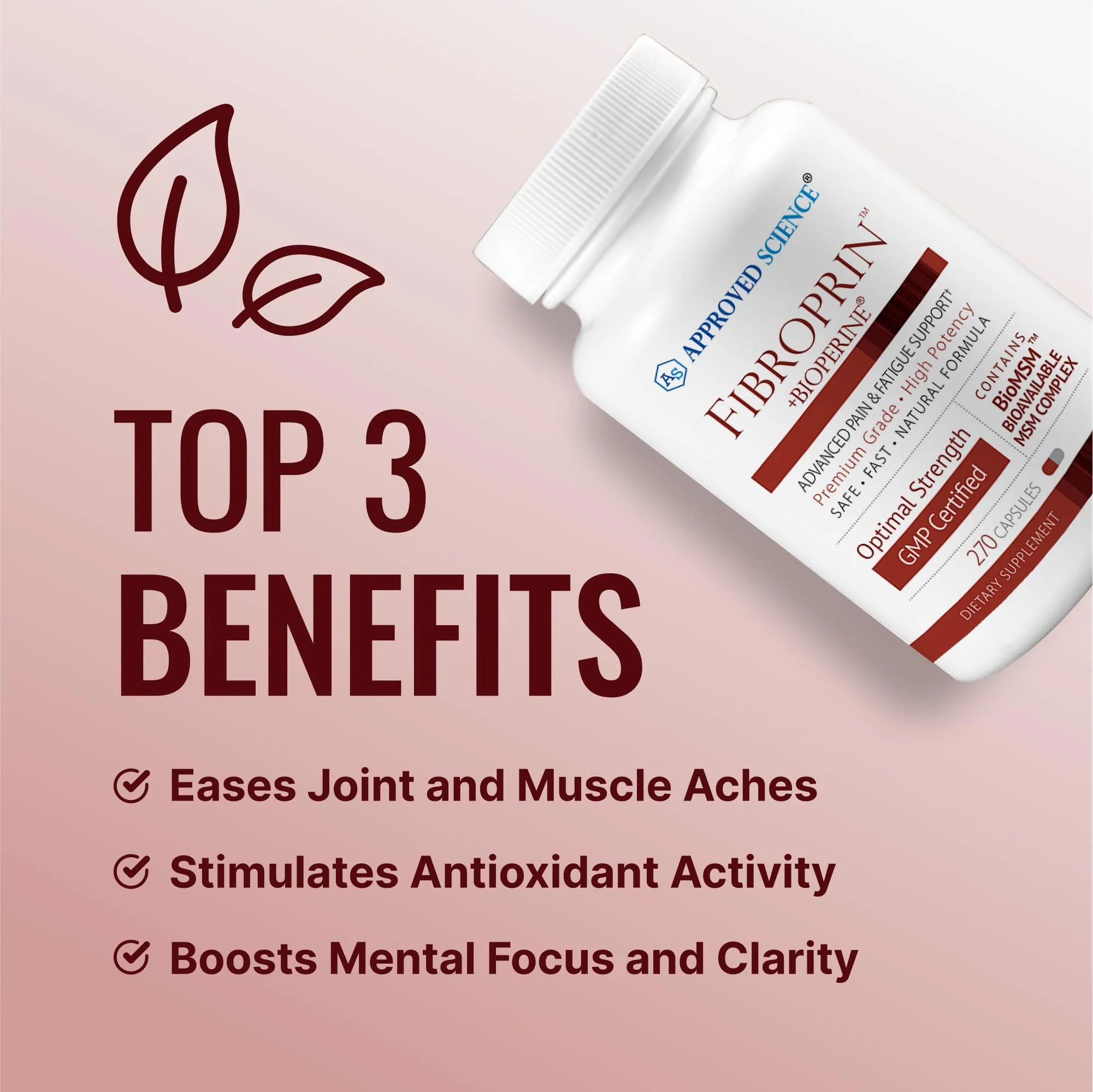 Approved Science Fibroprin - Ease Nerve and Muscle Aches - Improve Mobility - 540 Capsules - 6 Month Supply - Made in The USA - Image 3