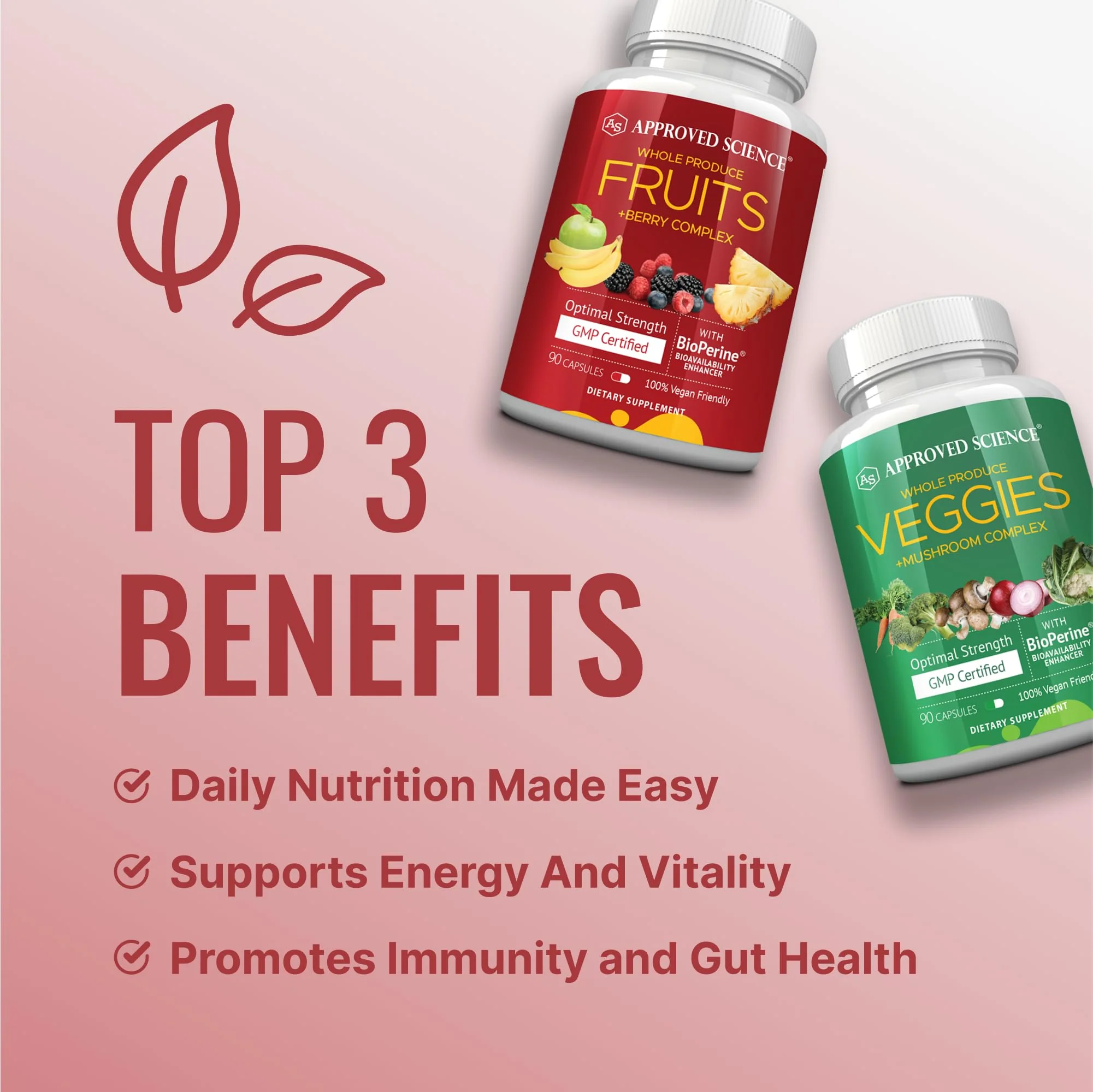 Approved Science Fruits & Veggies: 42-Item Whole Fruit & Veggie Capsule Supplement (90 Capsules) - Image 3