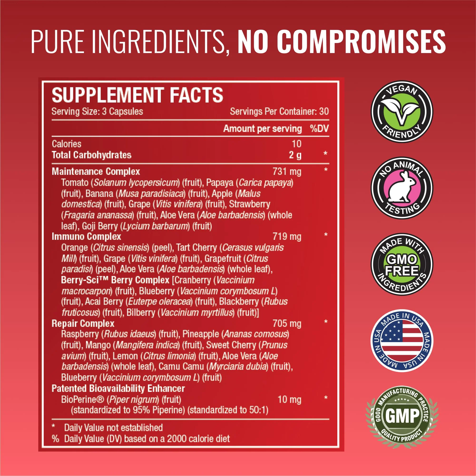 Approved Science Fruits & Veggies: 42-Item Whole Fruit & Veggie Capsule Supplement (90 Capsules) - Image 4