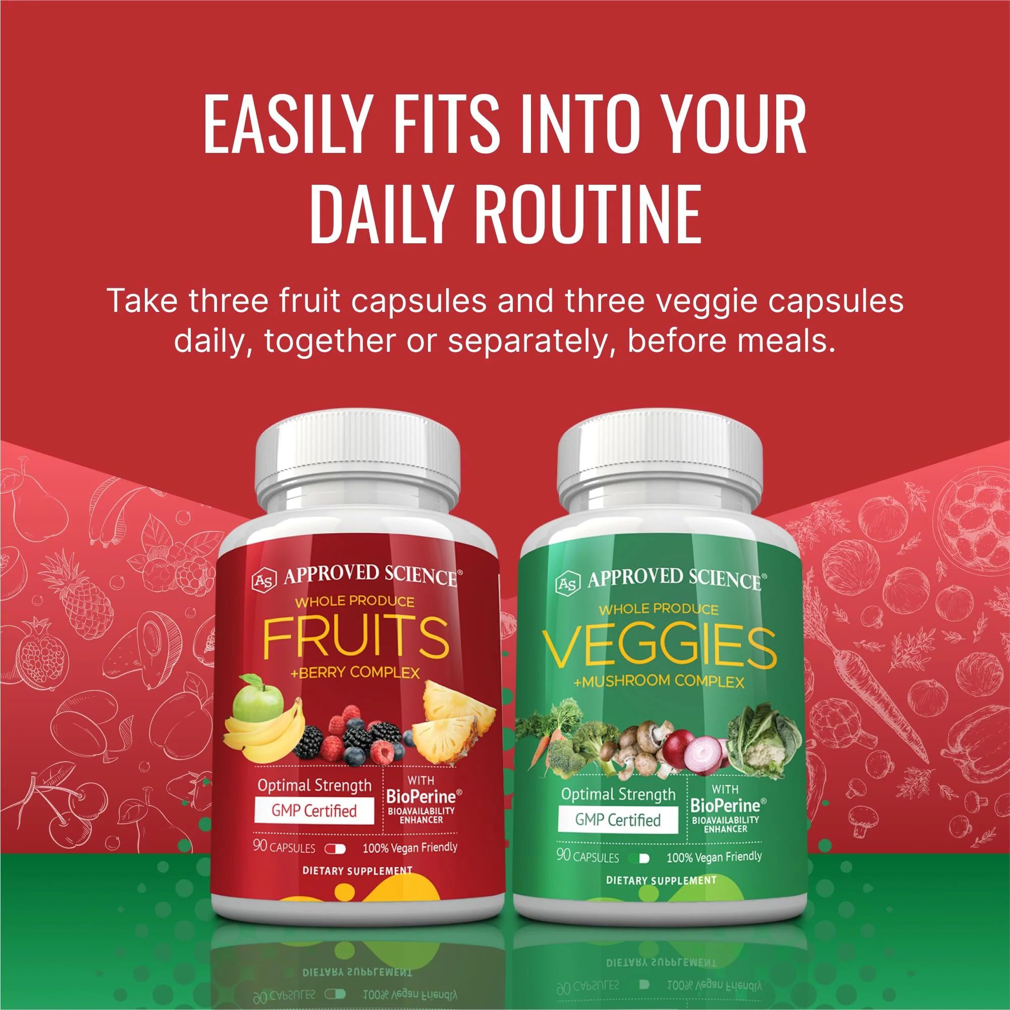 Approved Science Fruits & Veggies: 42-Item Whole Fruit & Veggie Capsule Supplement (90 Capsules) - Image 7