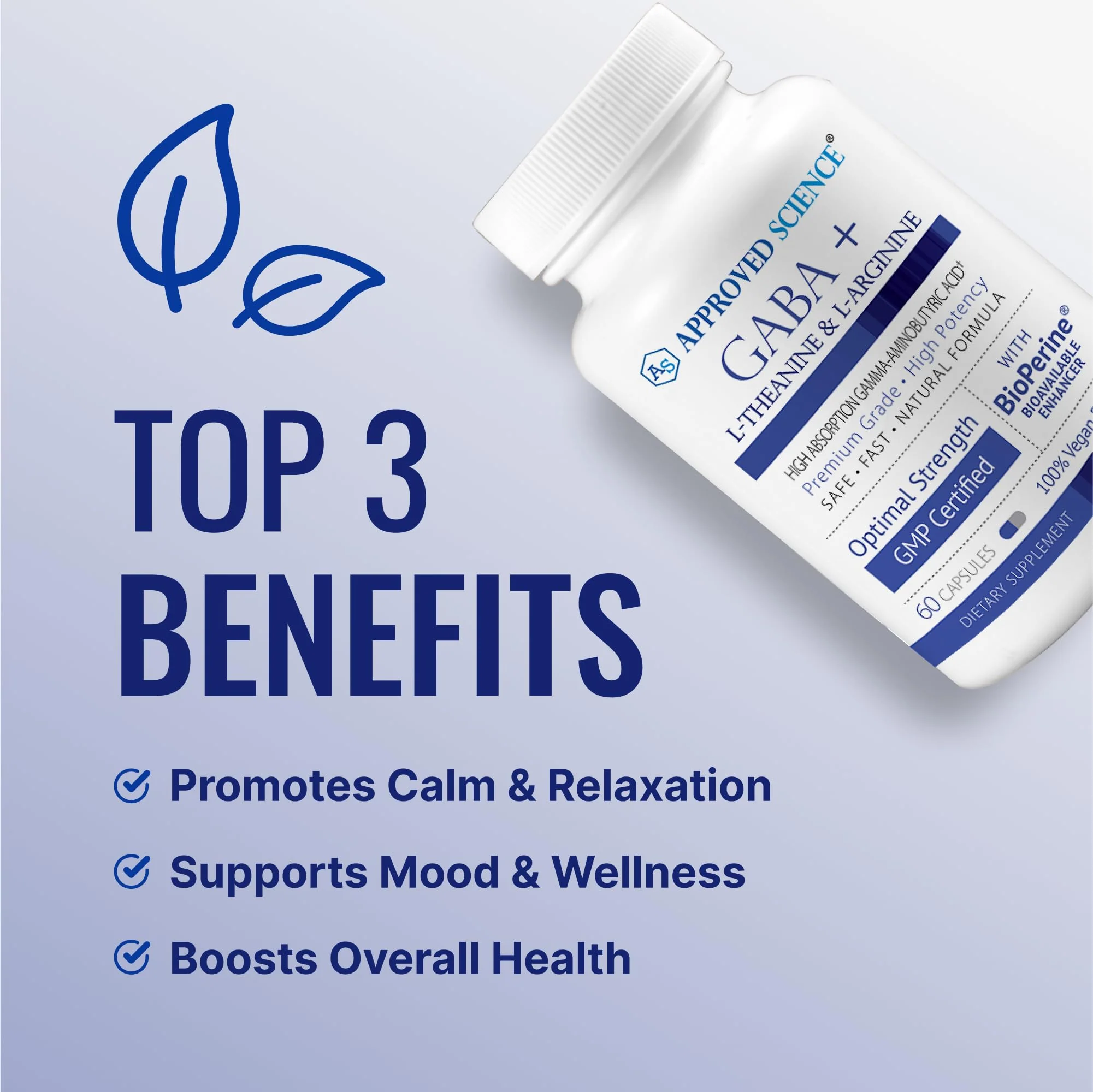 Approved Science GABA+ | Calm, Sleep & Mood Support | 600mg GABA + L-Theanine | 360 Vegan Capsules - Image 3