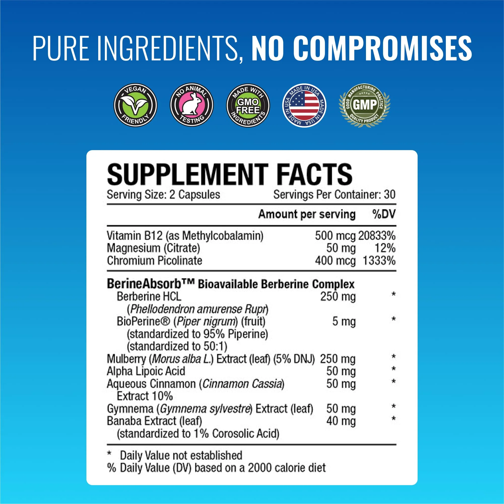 Approved Science Glucoprin – 250 mg Berberine, Mulberry, Cinnamon | 60 Vegan Capsules | Pack of 6 | Made in USA - Image 4