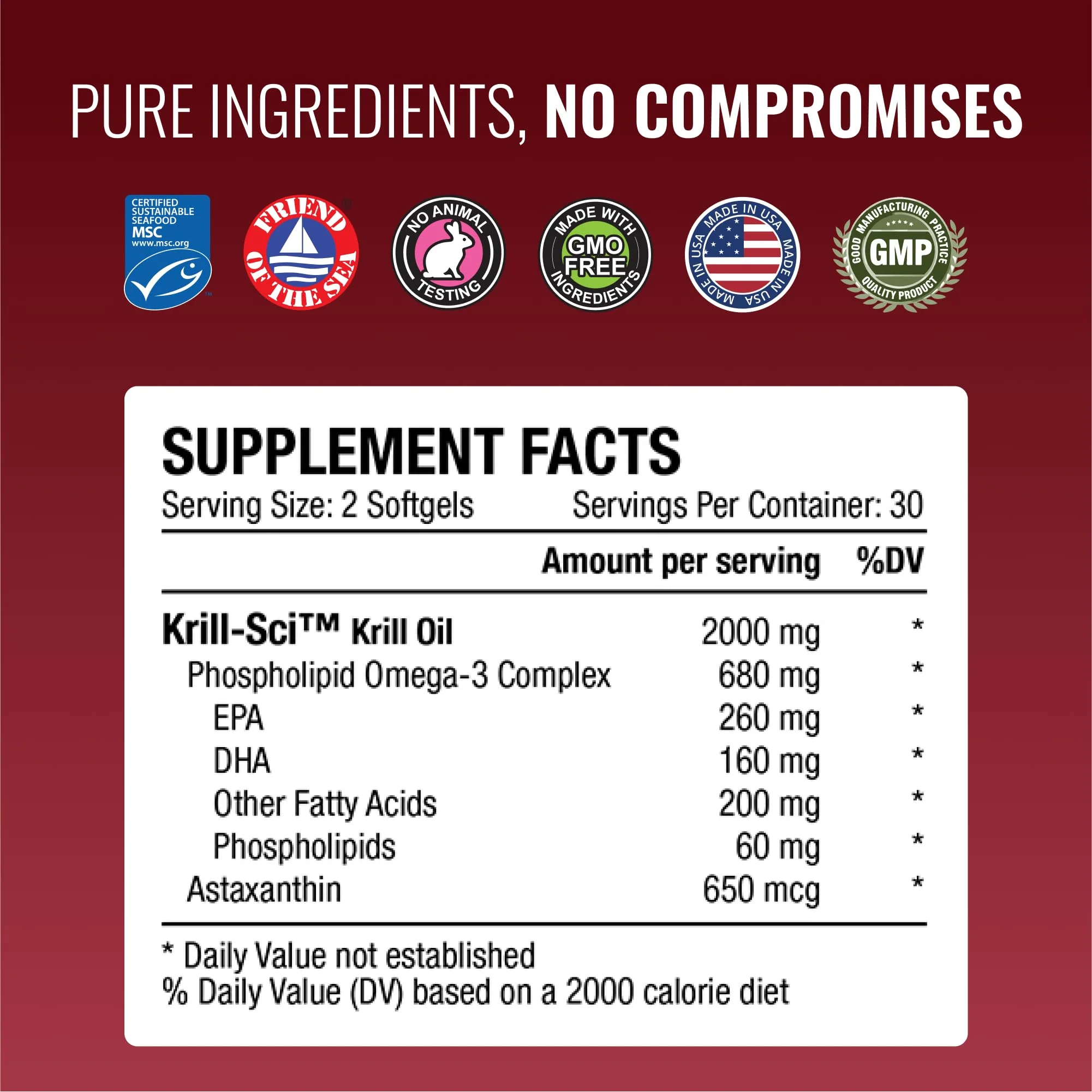 Approved Science Krill Oil 2000mg - 60 Softgels | EPA 260mg, DHA 160mg, Astaxanthin 650mcg - Image 4