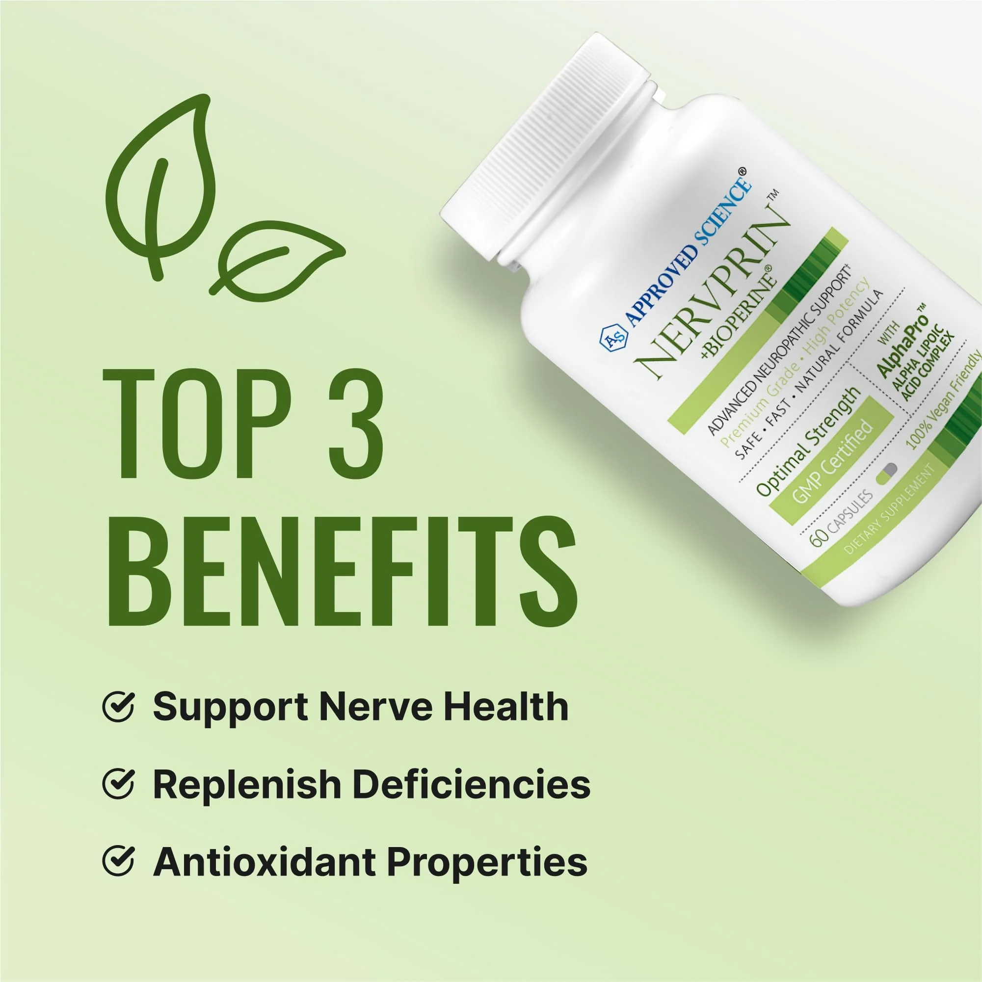 Approved Science Nervprin – Nerve Support with Benfotiamine, B12 & R-Alpha-Lipoic Acid | 180 Capsules | Made in USA - Image 3