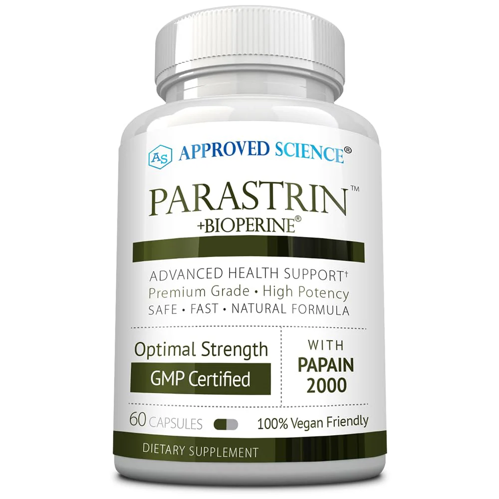 Approved Science Parastrin – 60 Vegan Capsules with Black Walnut, Garlic, Papain 2000 & BioPerine