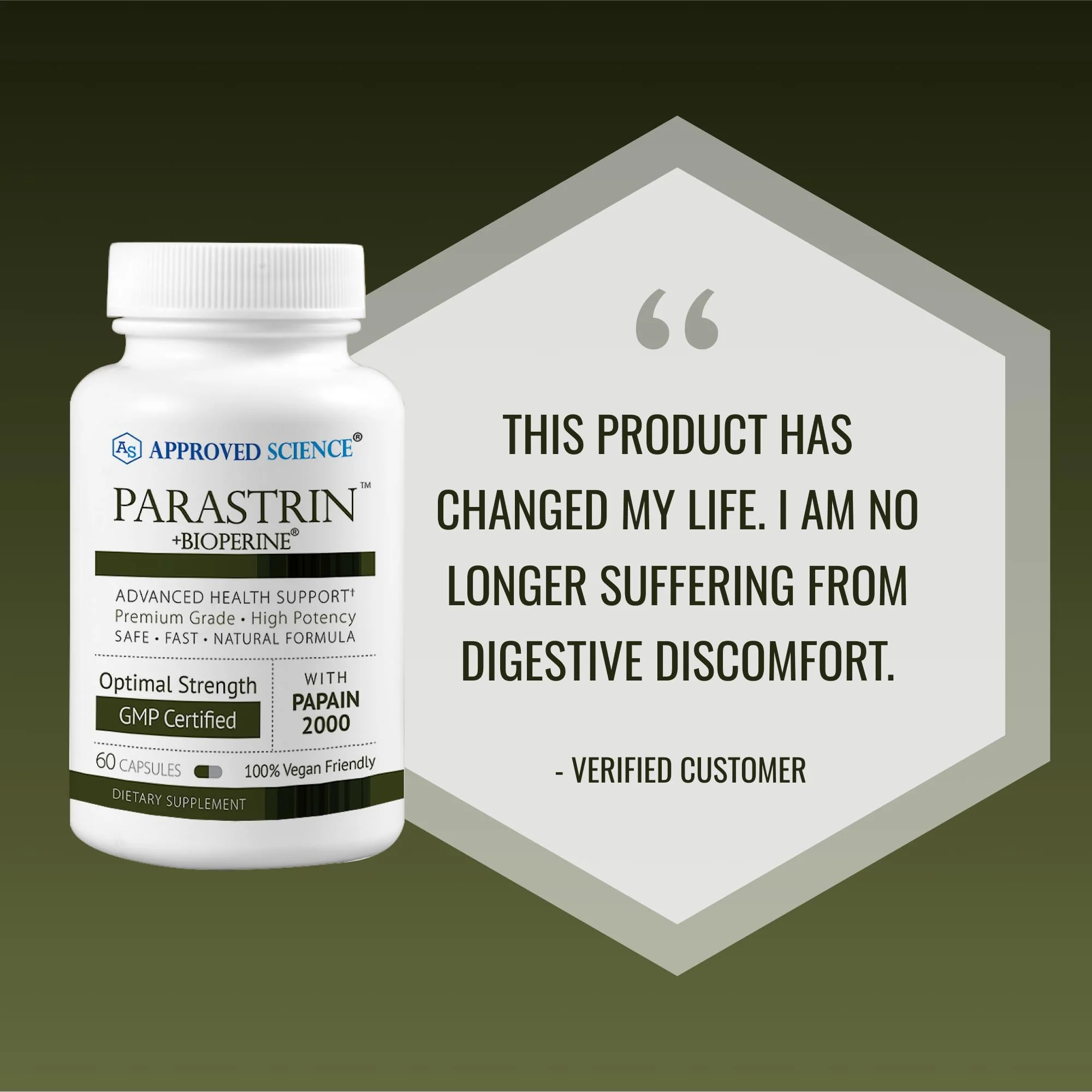 Approved Science Parastrin – 60 Vegan Capsules with Black Walnut, Garlic, Papain 2000 & BioPerine - Image 6