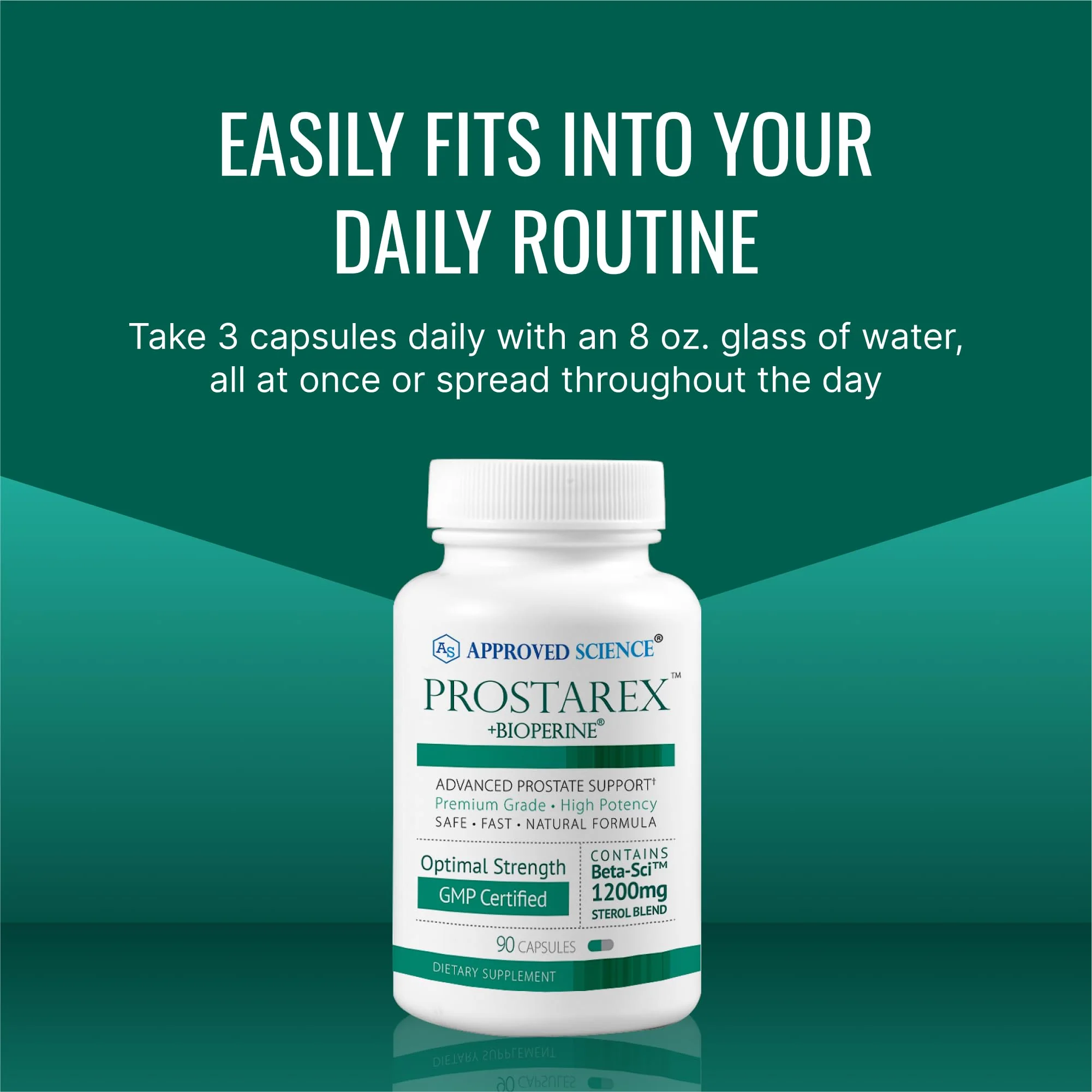 Approved Science Prostarex – Prostate Supplement with Saw Palmetto, 1200mg Beta-Sitosterol, Bioperine – 270 Capsules (3 Month Supply) - Image 6