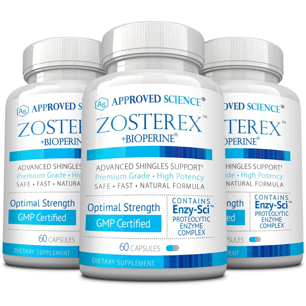Approved Science Zosterex - Extra-Strength L-Lysine 1000mg, Vitamin B Complex, Zinc - Immune Support & Cold Sore Treatment - 180 Vegan Capsules - 3 Bottles