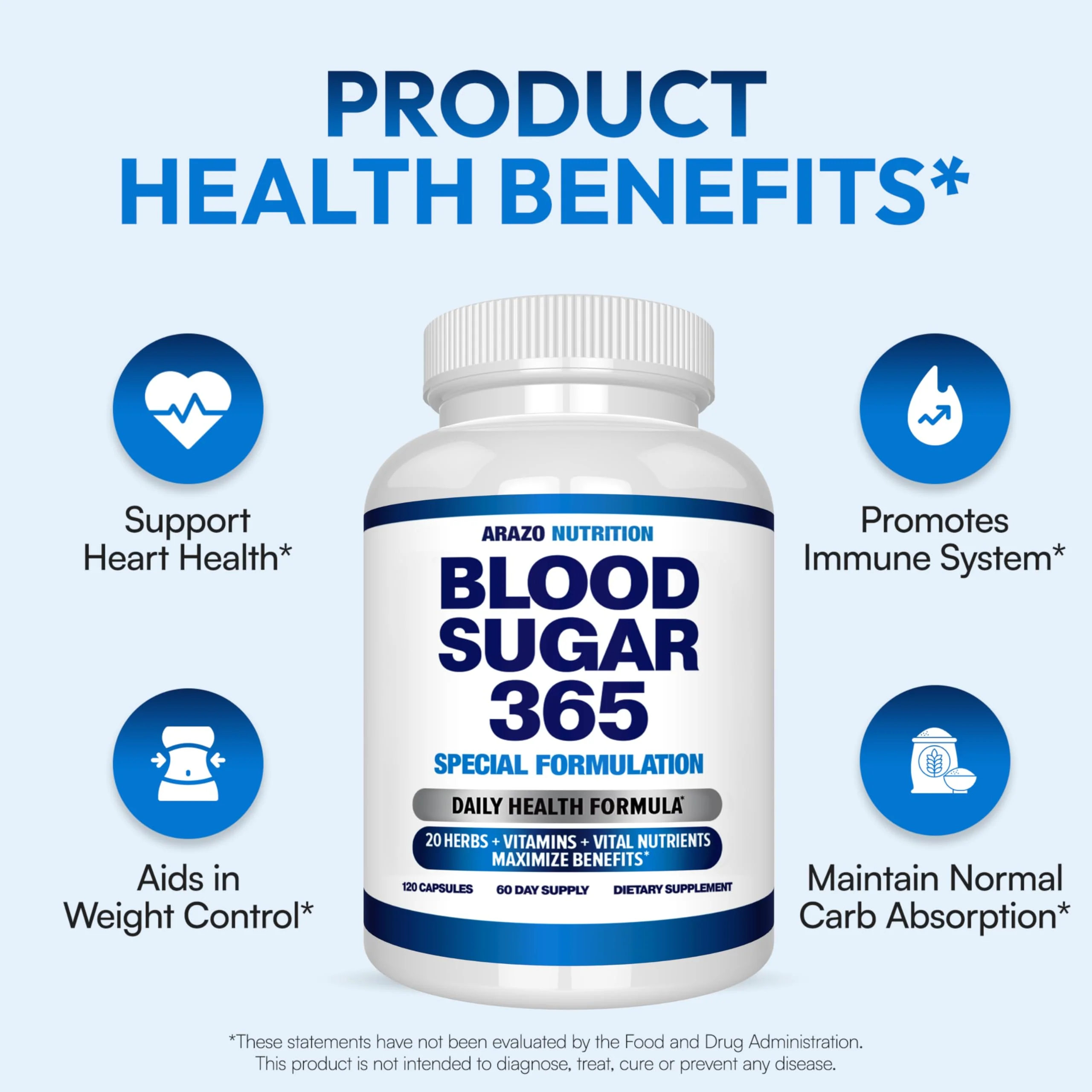 Arazo Nutrition Blood Sugar 365 – 120 Herbal Pills, 60 Day Supply (Pack of 2) – Supports Healthy Energy Levels - Image 11