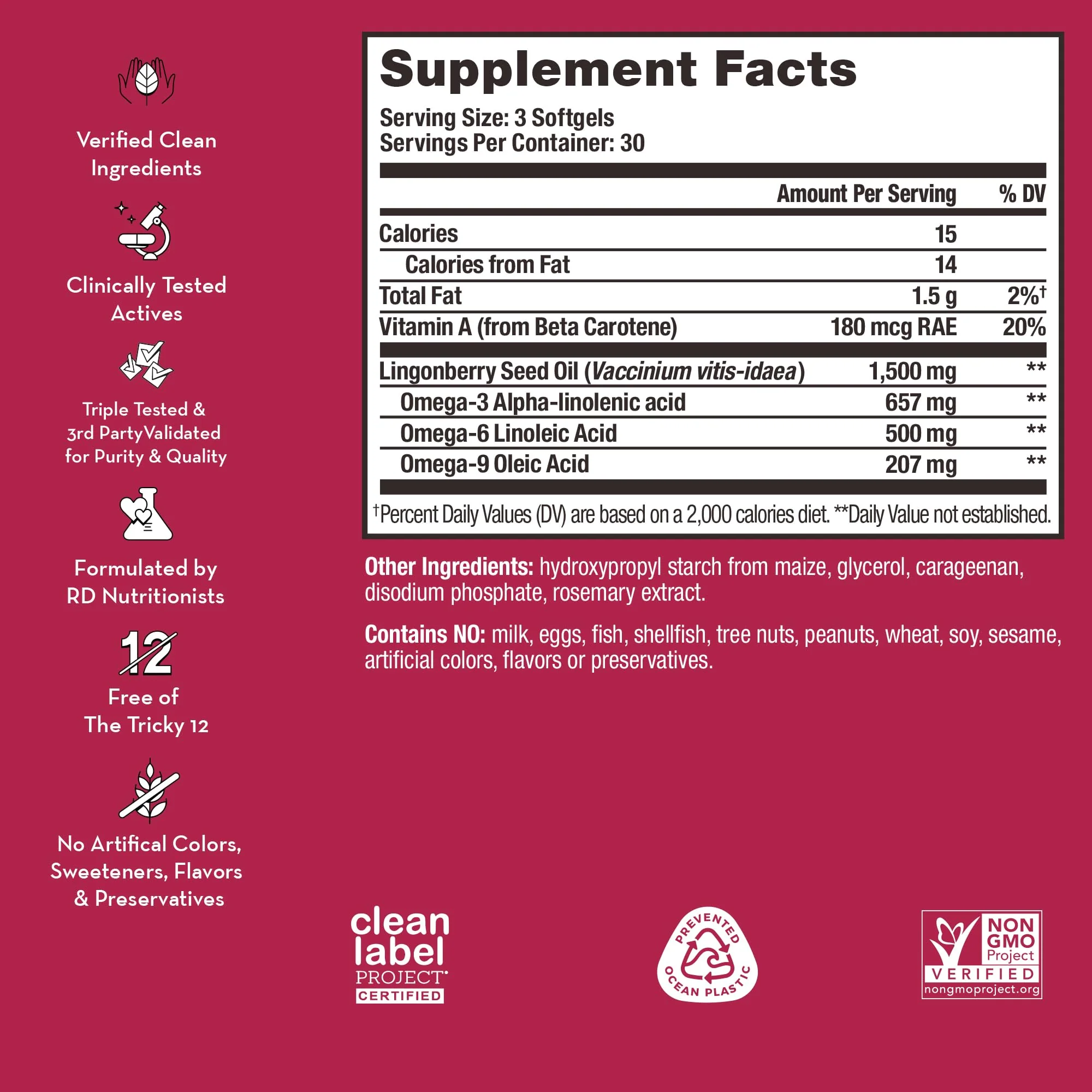 Arctic Repair Clear Skin Supplement by HUM - Omega 3-6-9 with Lingonberry Seed Oil, Vitamin A & E | 90 Vegan Softgels - Image 4