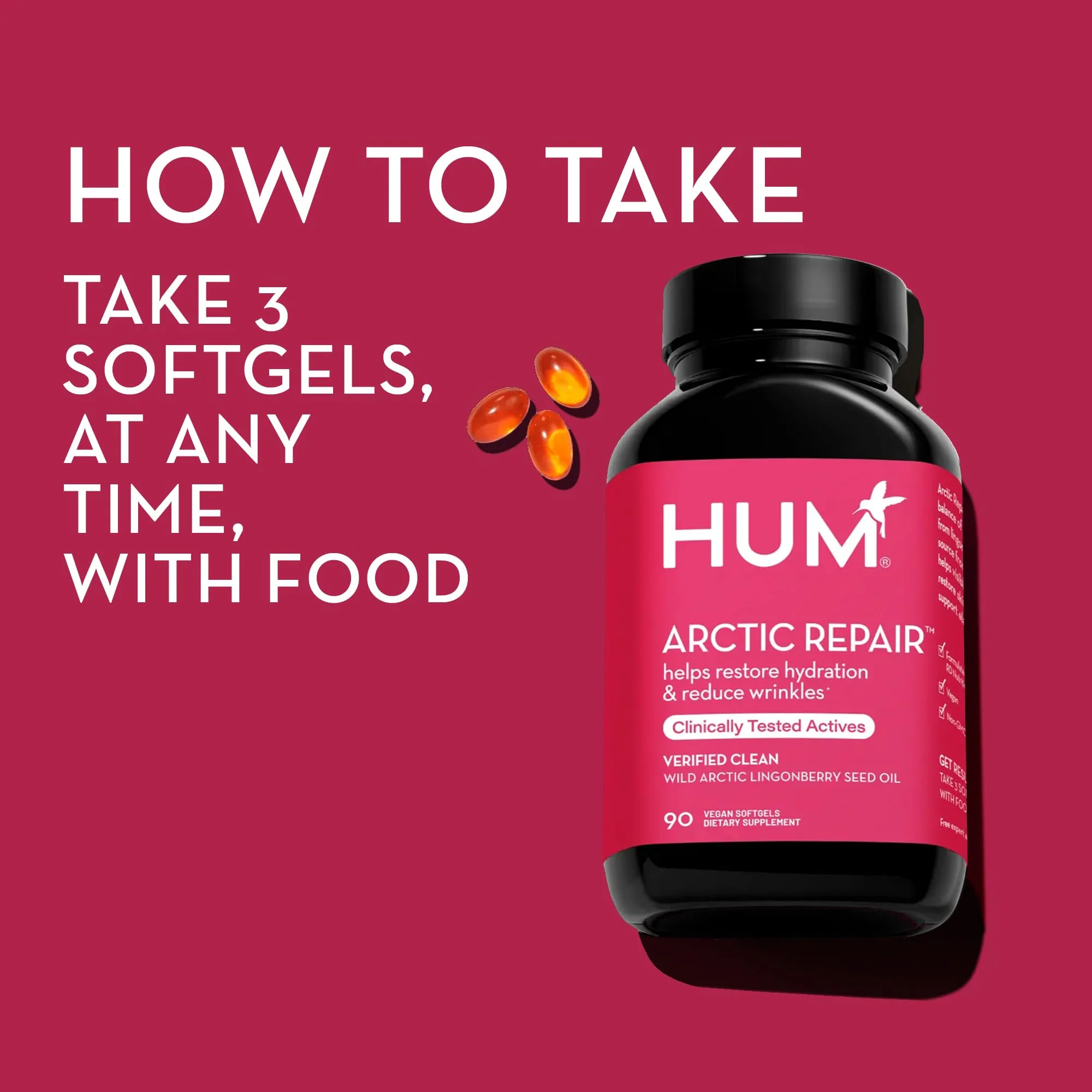 Arctic Repair Clear Skin Supplement by HUM - Omega 3-6-9 with Lingonberry Seed Oil, Vitamin A & E | 90 Vegan Softgels - Image 5