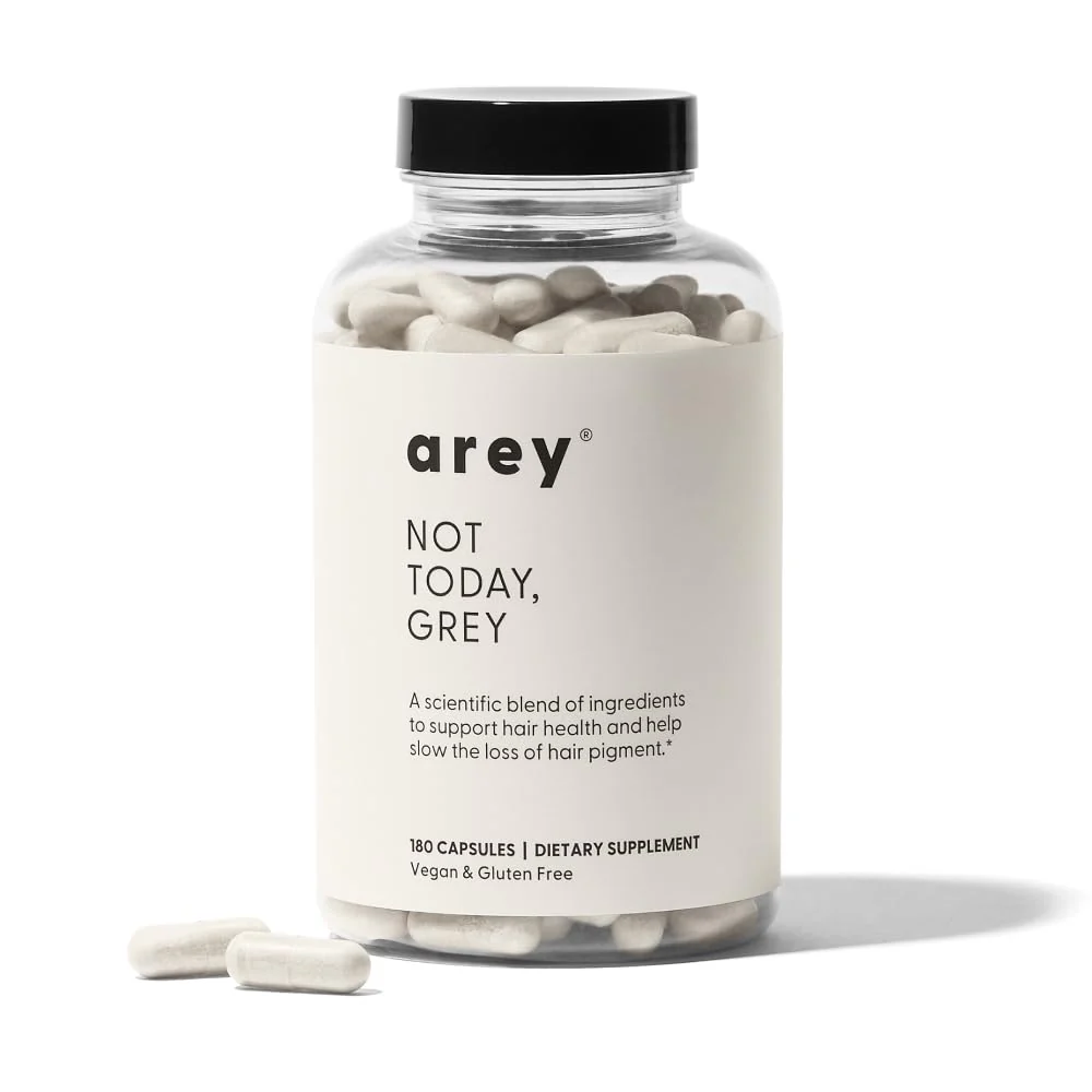 Arey Not Today Grey Daily Hair Supplement for Women & Men | Slows Grey Hair Growth & Repigment in 3–6 Months | Healthier, Thicker Hair | Biotin, B + D Vitamins | Vegan & Gluten Free (3 Month)
