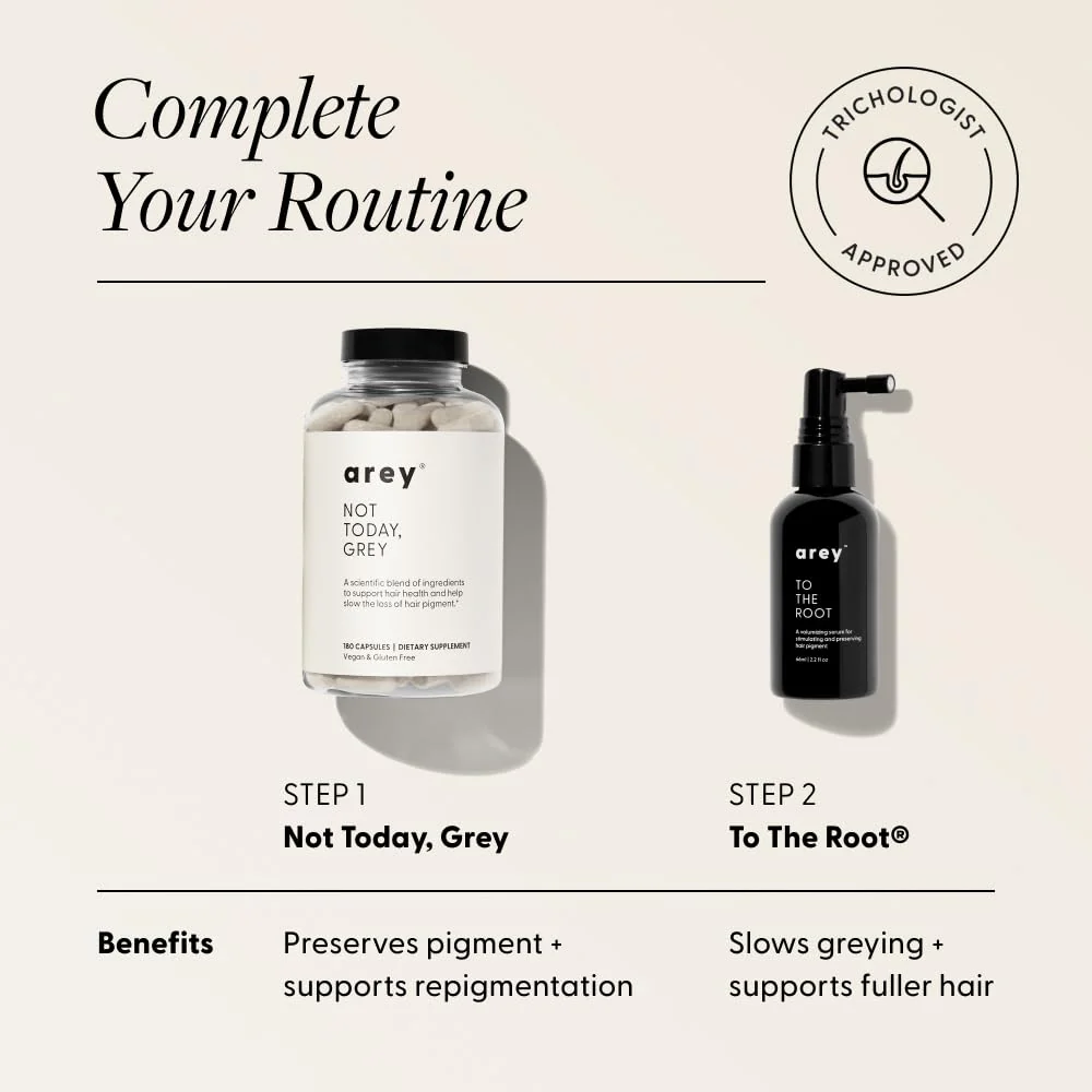 Arey Not Today Grey Daily Hair Supplement for Women & Men | Slows Grey Hair Growth & Repigment in 3–6 Months | Healthier, Thicker Hair | Biotin, B + D Vitamins | Vegan & Gluten Free (3 Month) - Image 6